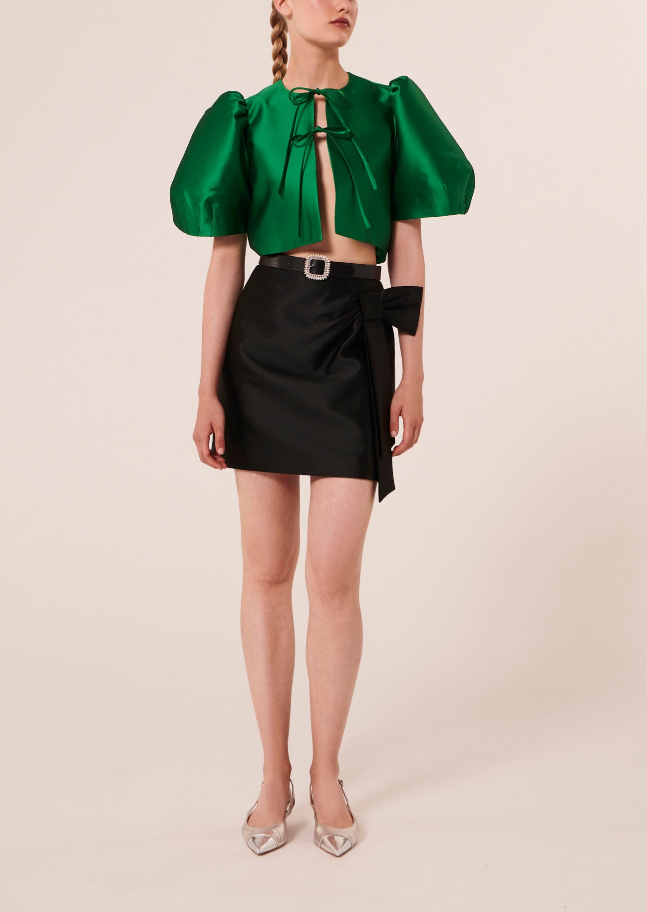 Veste Valentine verte en satin Faume - seconde main