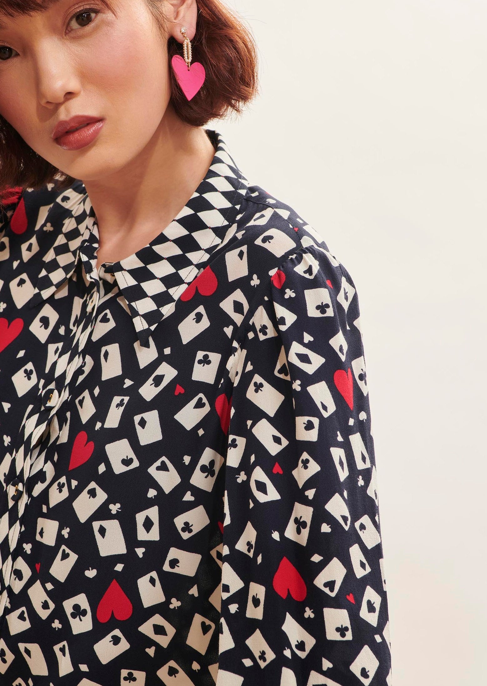 Robe chemise Rawane bleu nuit imprimé en crêpe Faume - seconde main