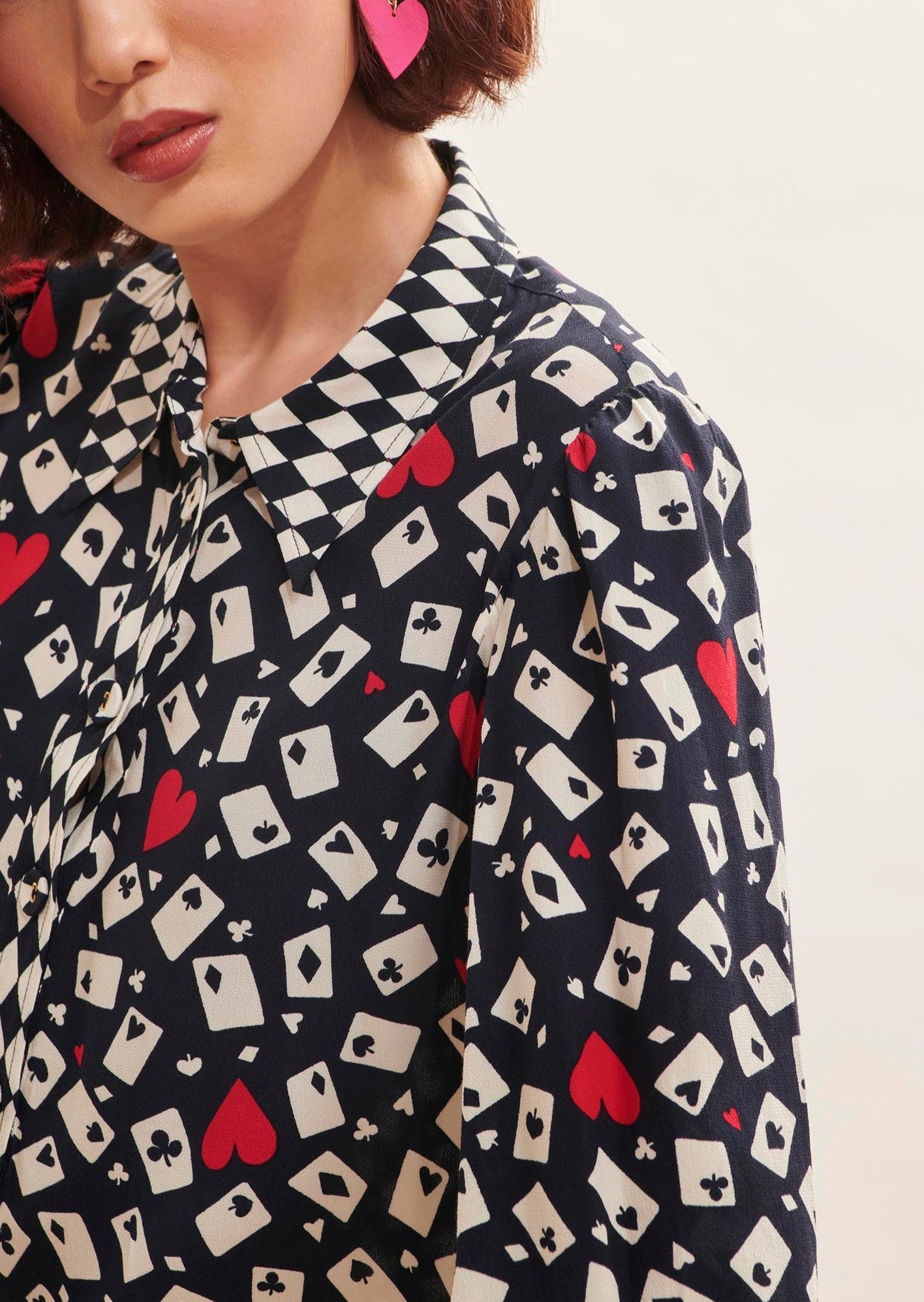 Robe chemise Rawane bleu nuit imprimé en crêpe Faume - seconde main