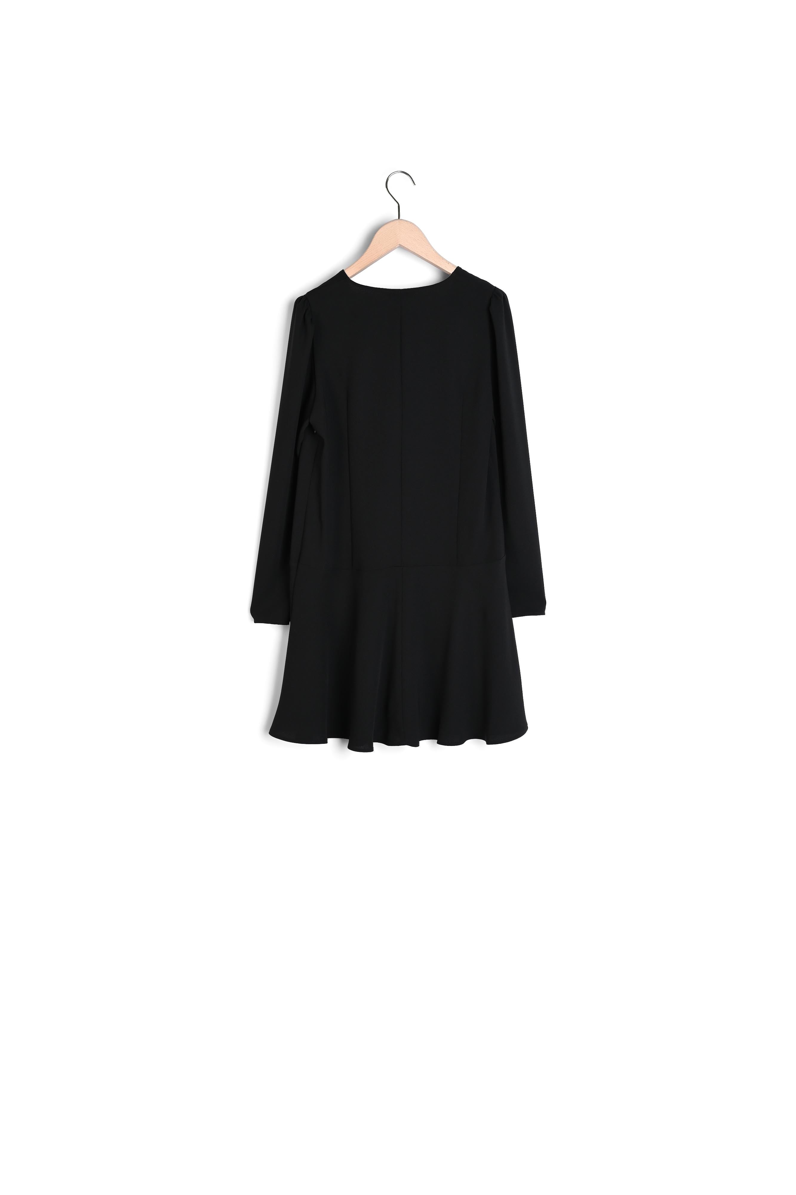 Robe boutonnée Ruffie noire en crêpe mat Faume - seconde main