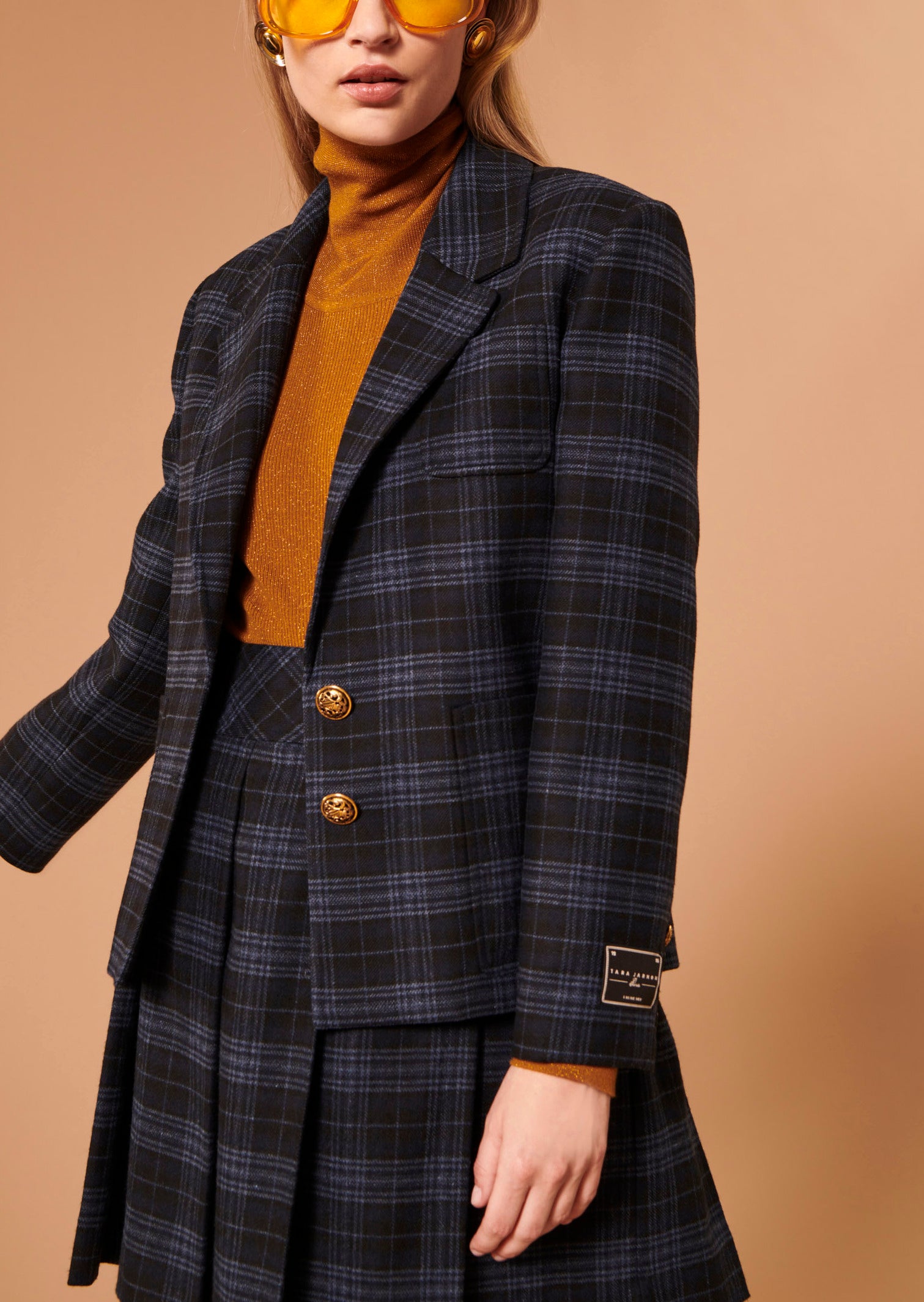 Veste Valy bleu nuit en tartan Faume - seconde main