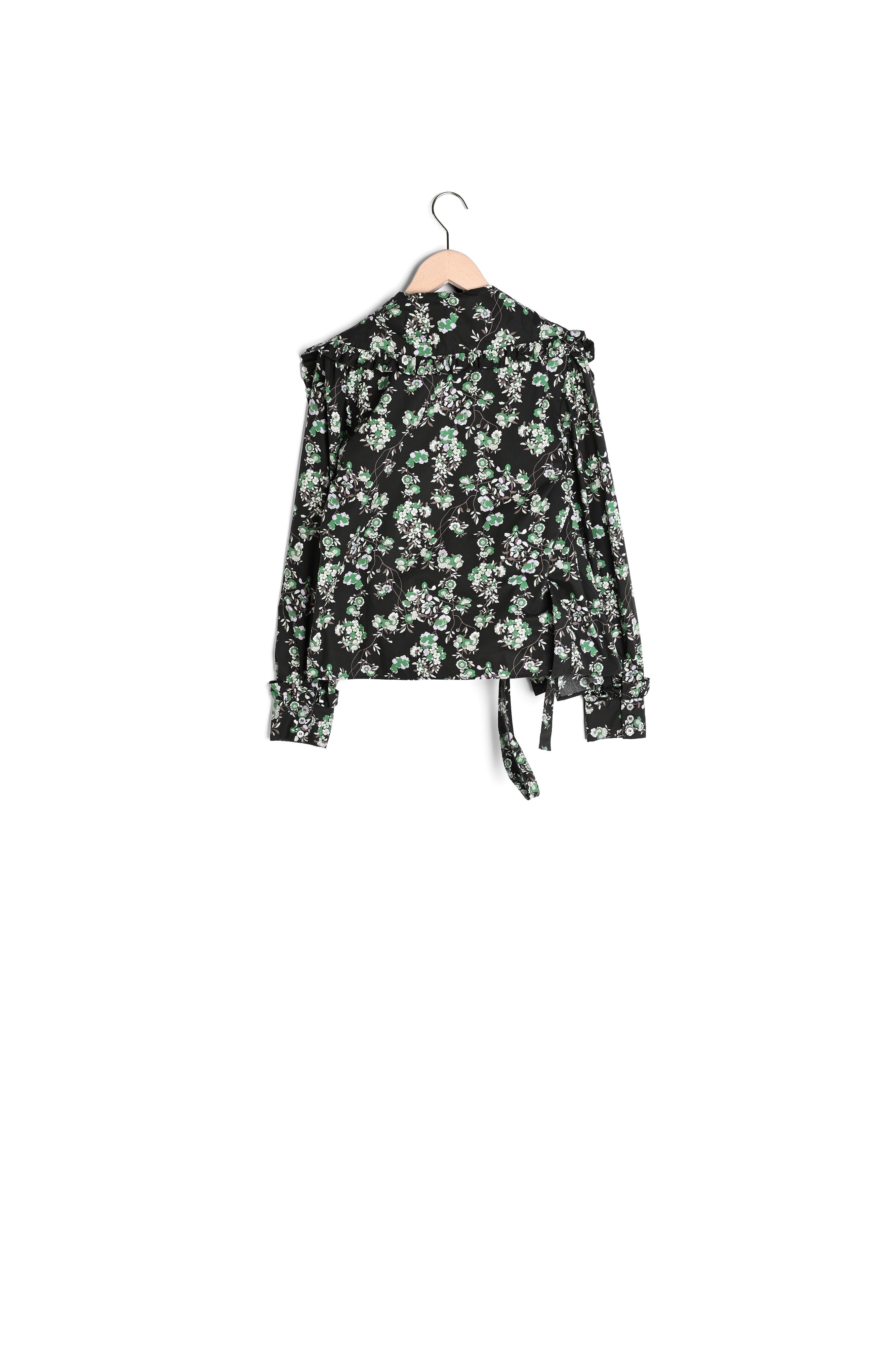 Chemise Cristina noire imprimée fleuri en coton Faume - seconde main
