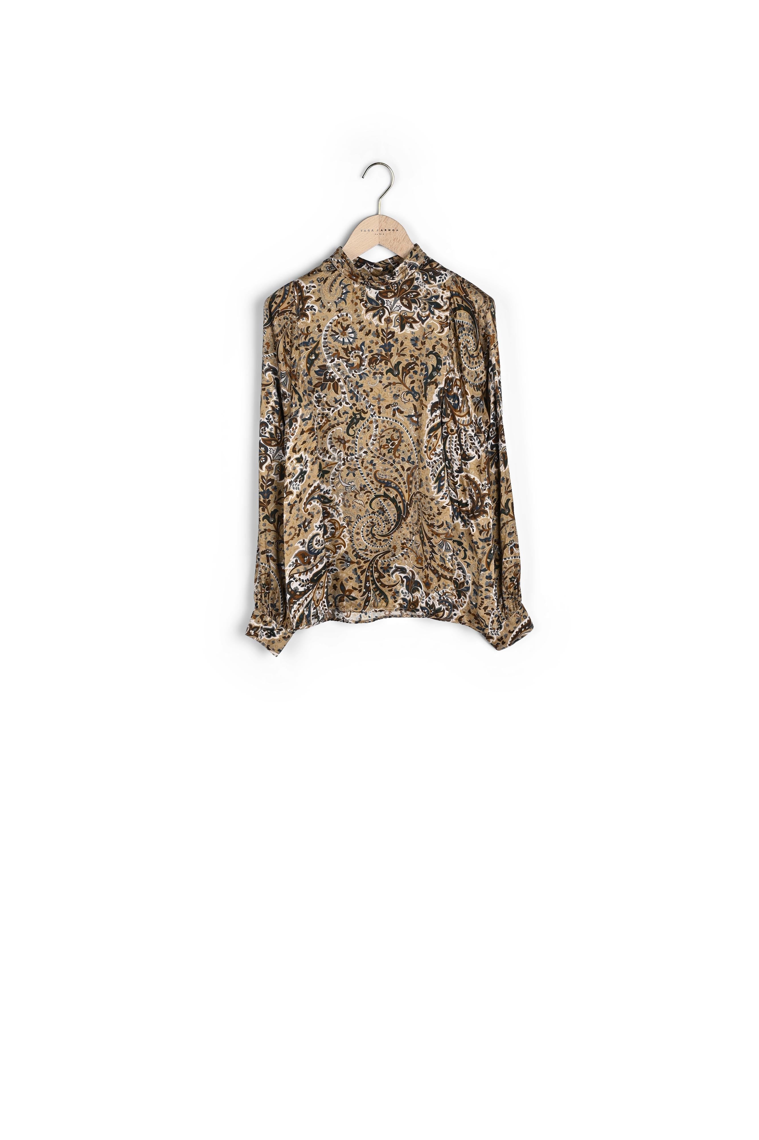 Blouse Tribeca imprimé cachemire camel sur satin viscose de soie Faume - seconde main