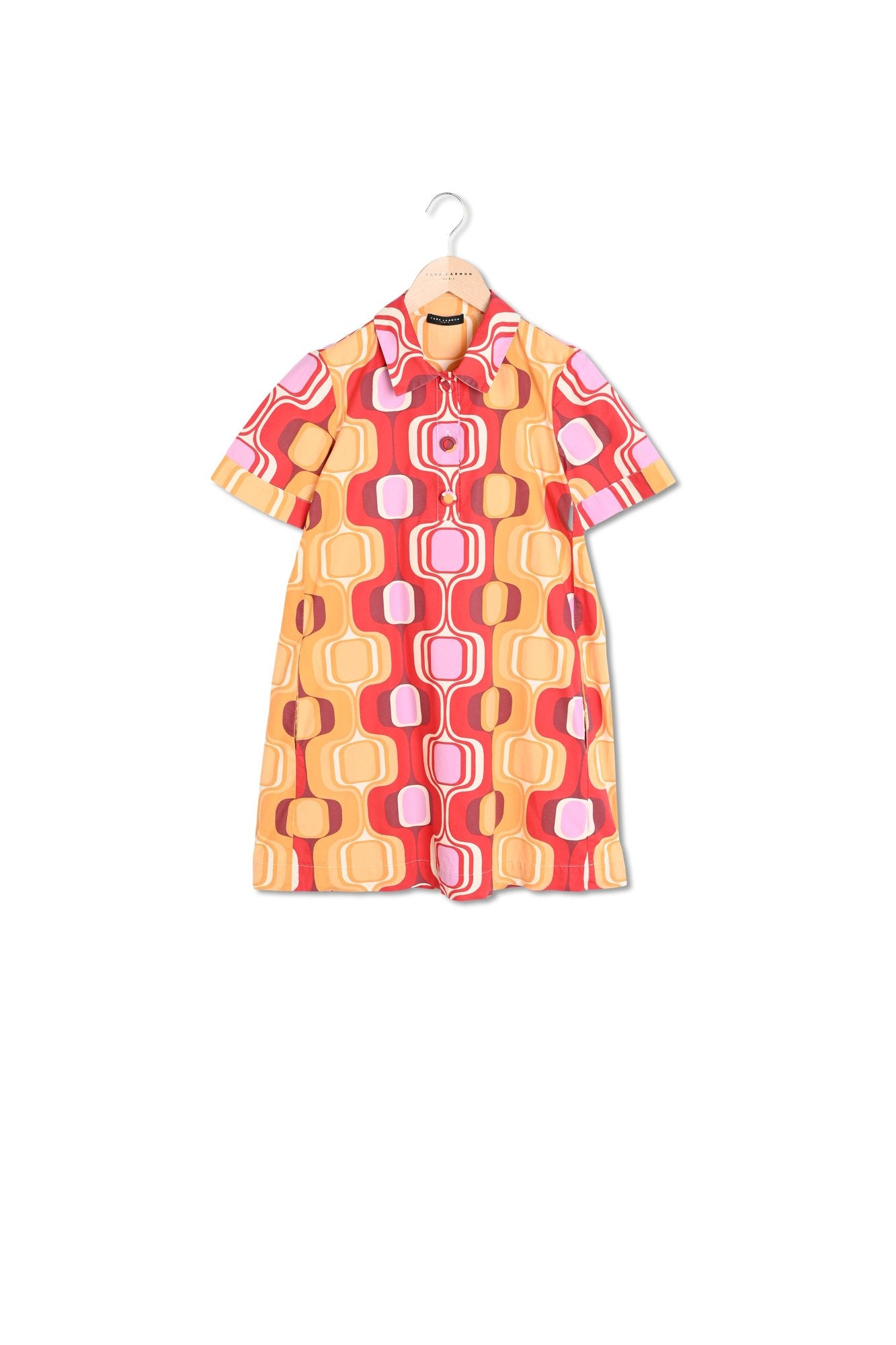 Robe Ritournella rouge imprimé rétro en popeline Faume - seconde main