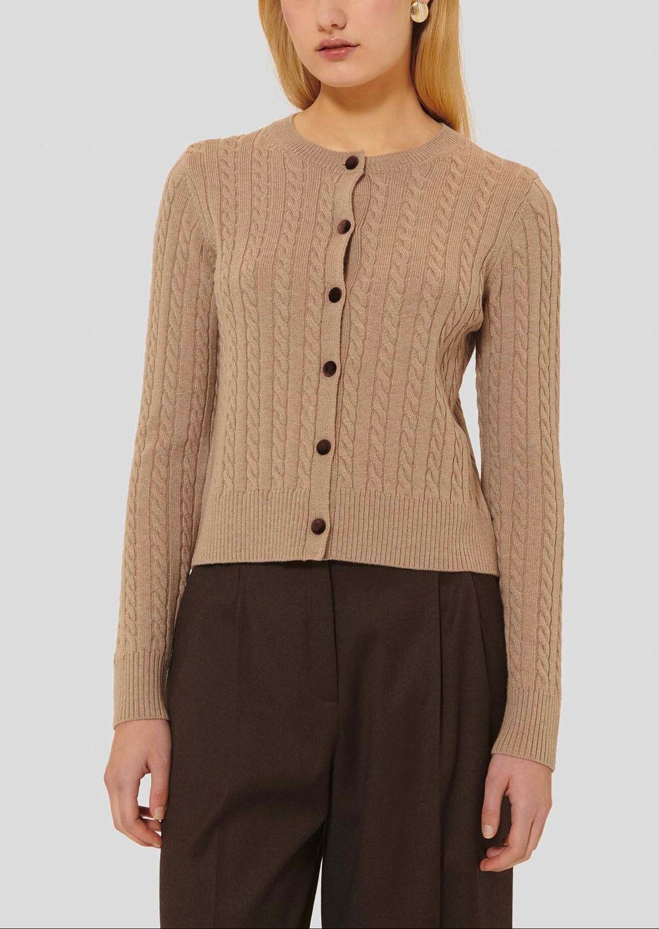 Cardigan marron en laine merinos Gaspard Faume - seconde main