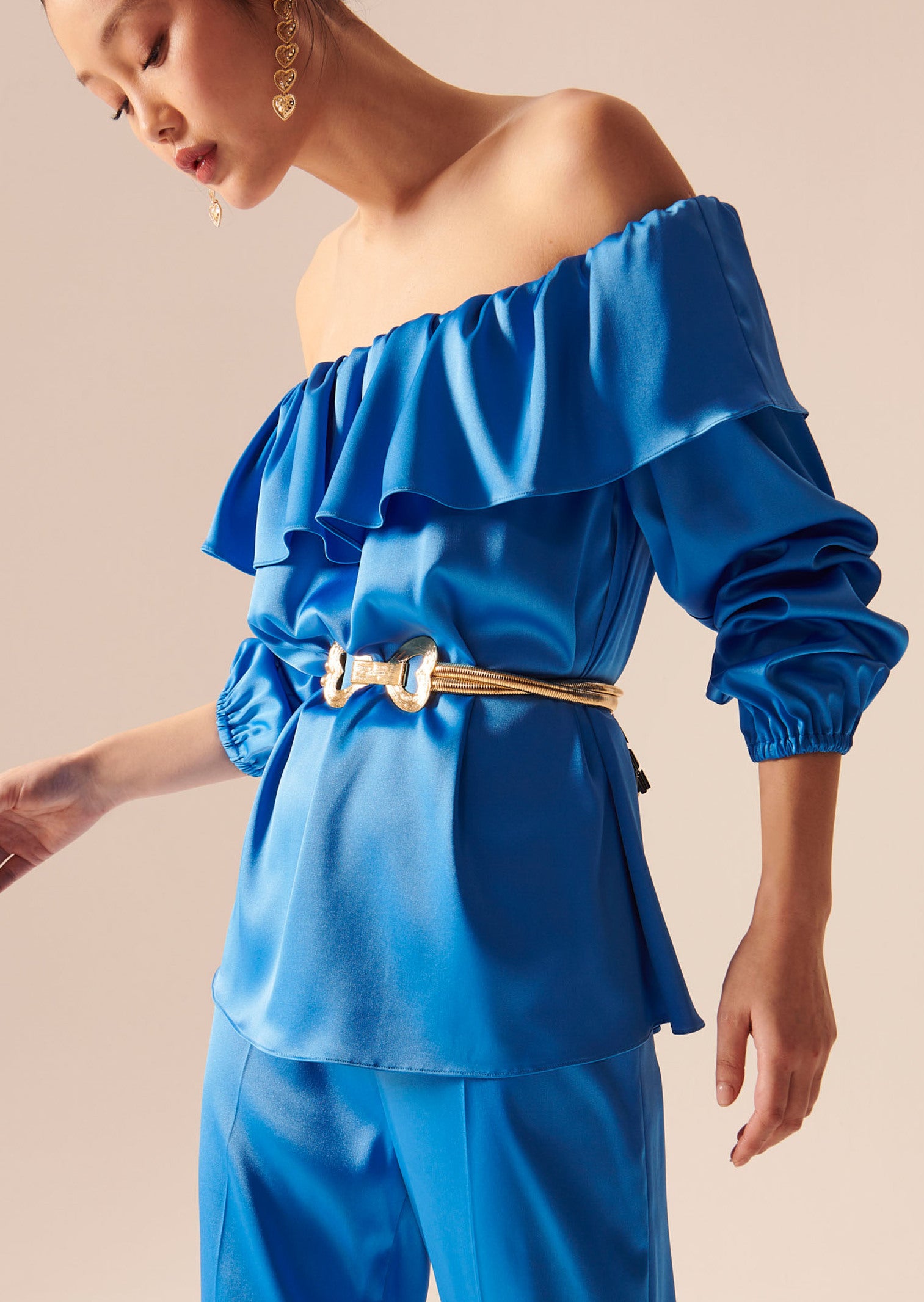 Top Tristan bleue en satin Faume - seconde main