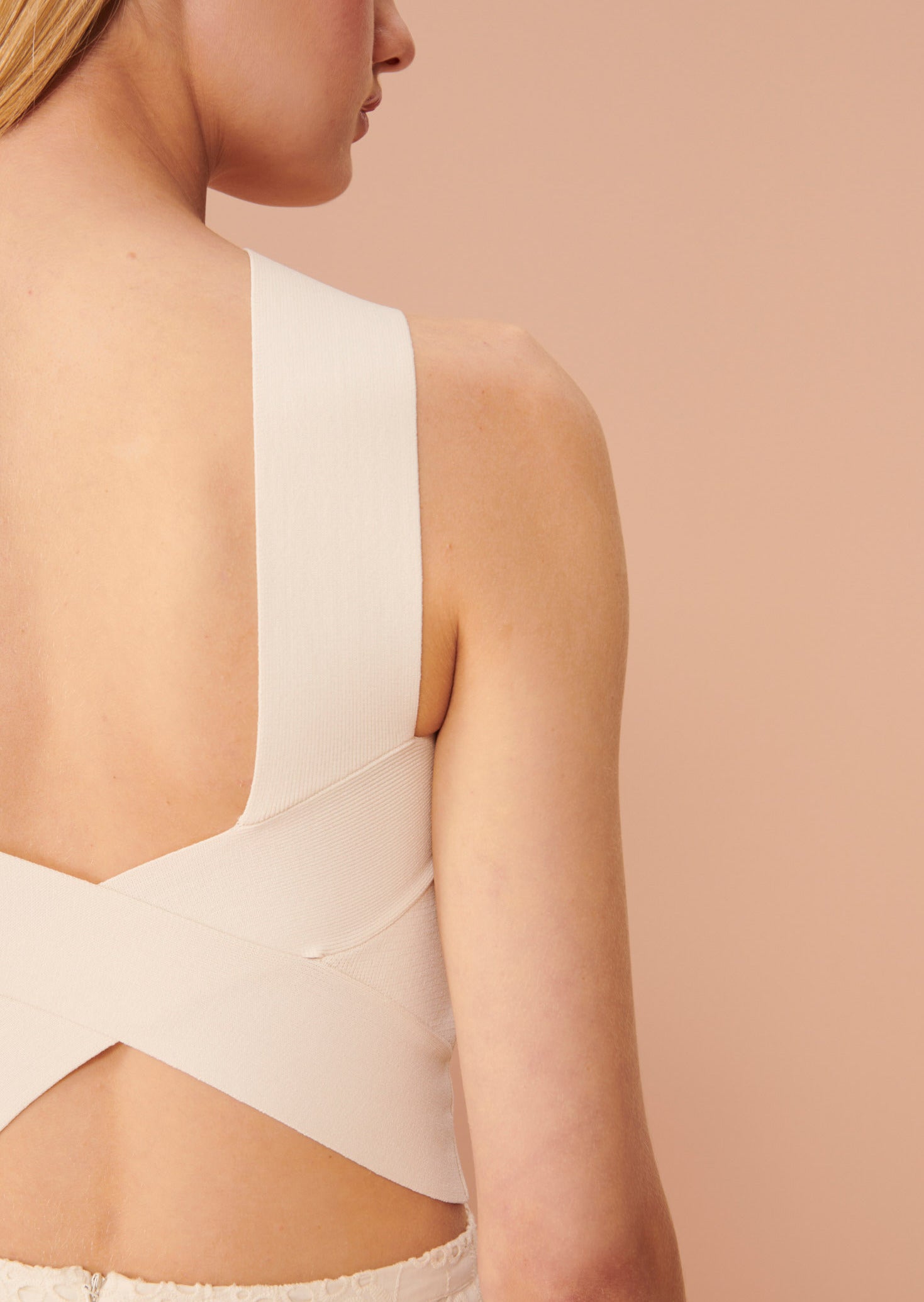 Top Prana croisé écru en maille compacte Faume - seconde main