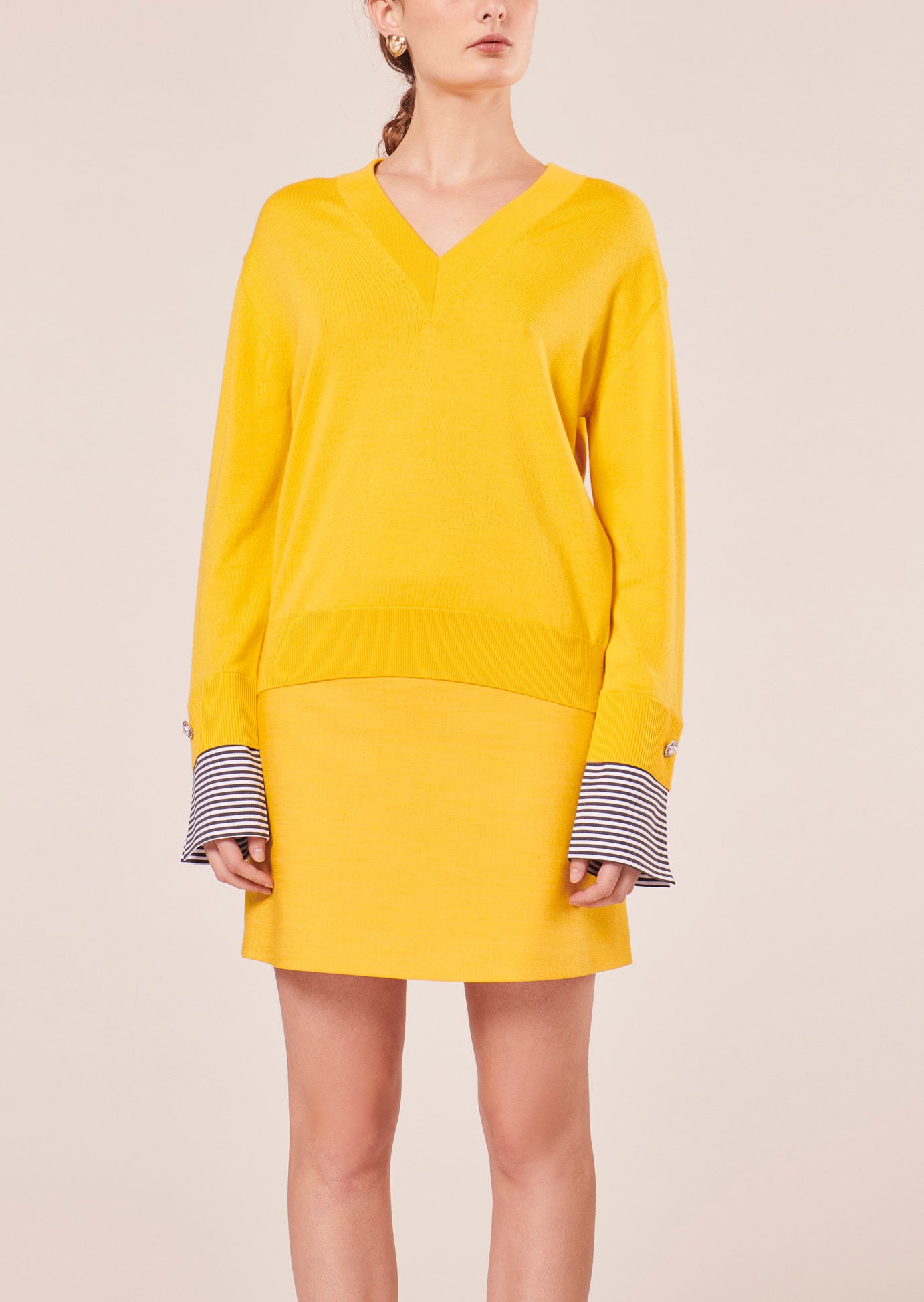 Pull Primrose jaune en coton et laine merinos extrafine Faume - seconde main