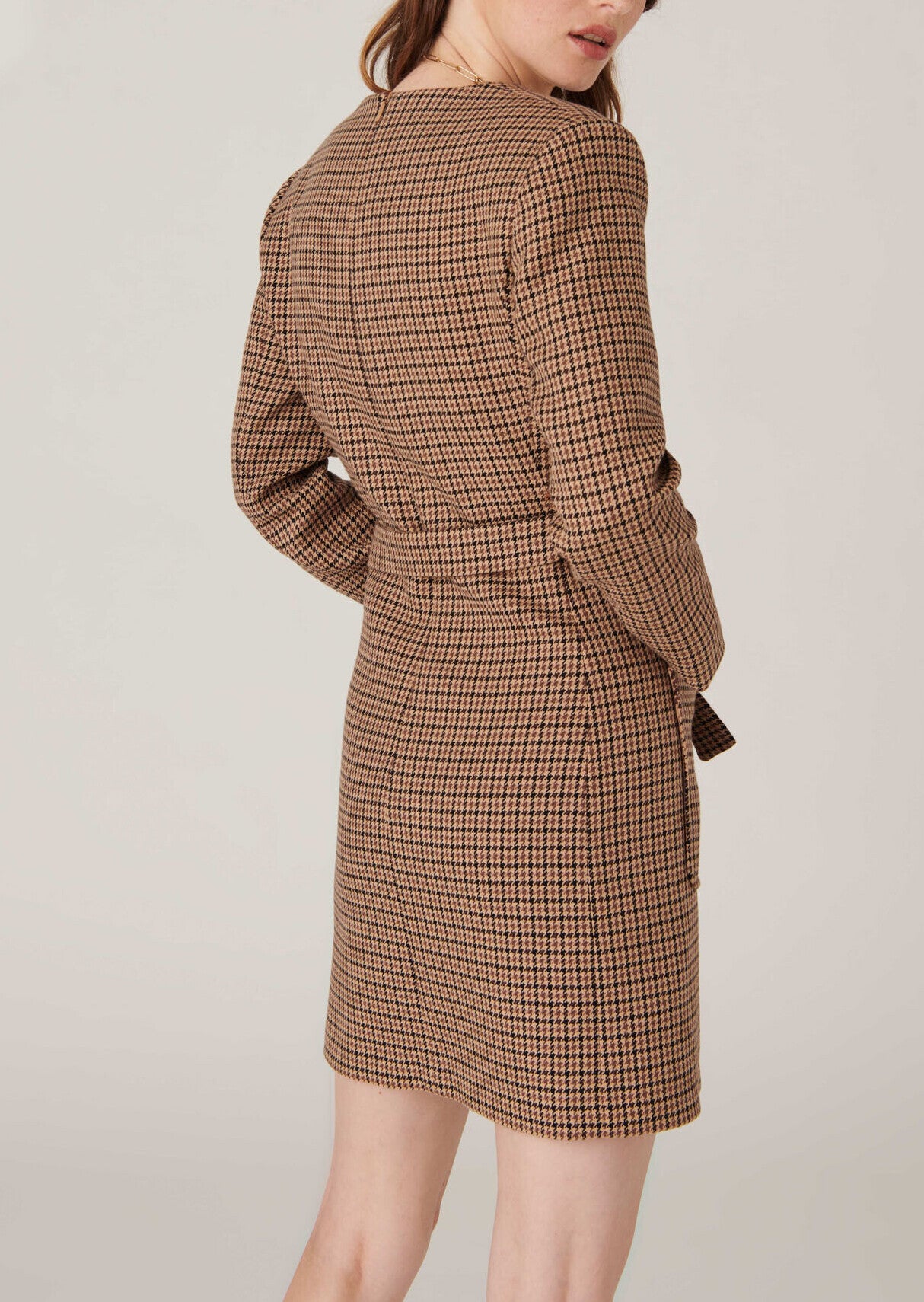 Robe Rubina en pied-de-coq sable Faume - seconde main