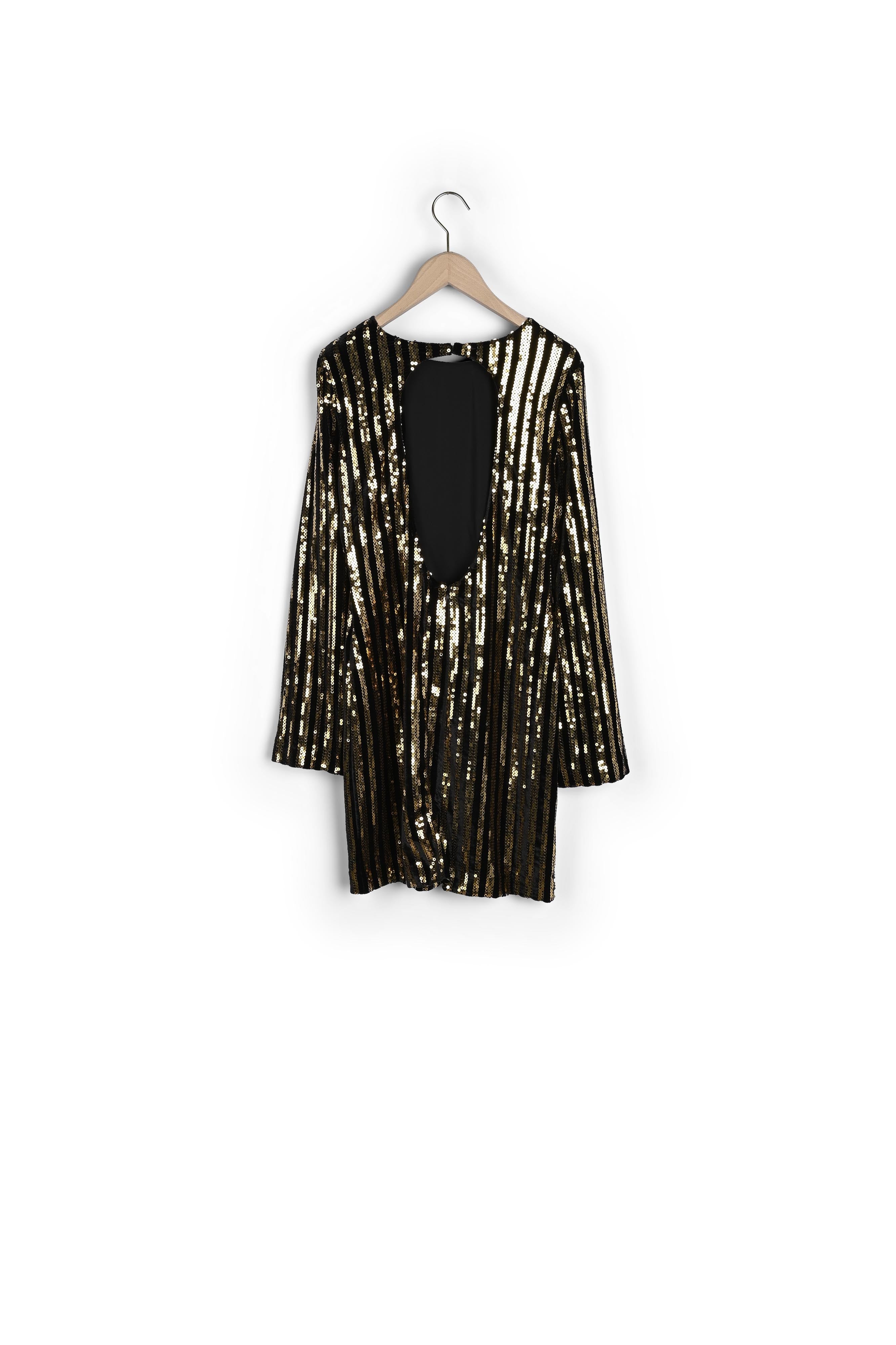 Robe Rory rayée noire et paillettes gold 