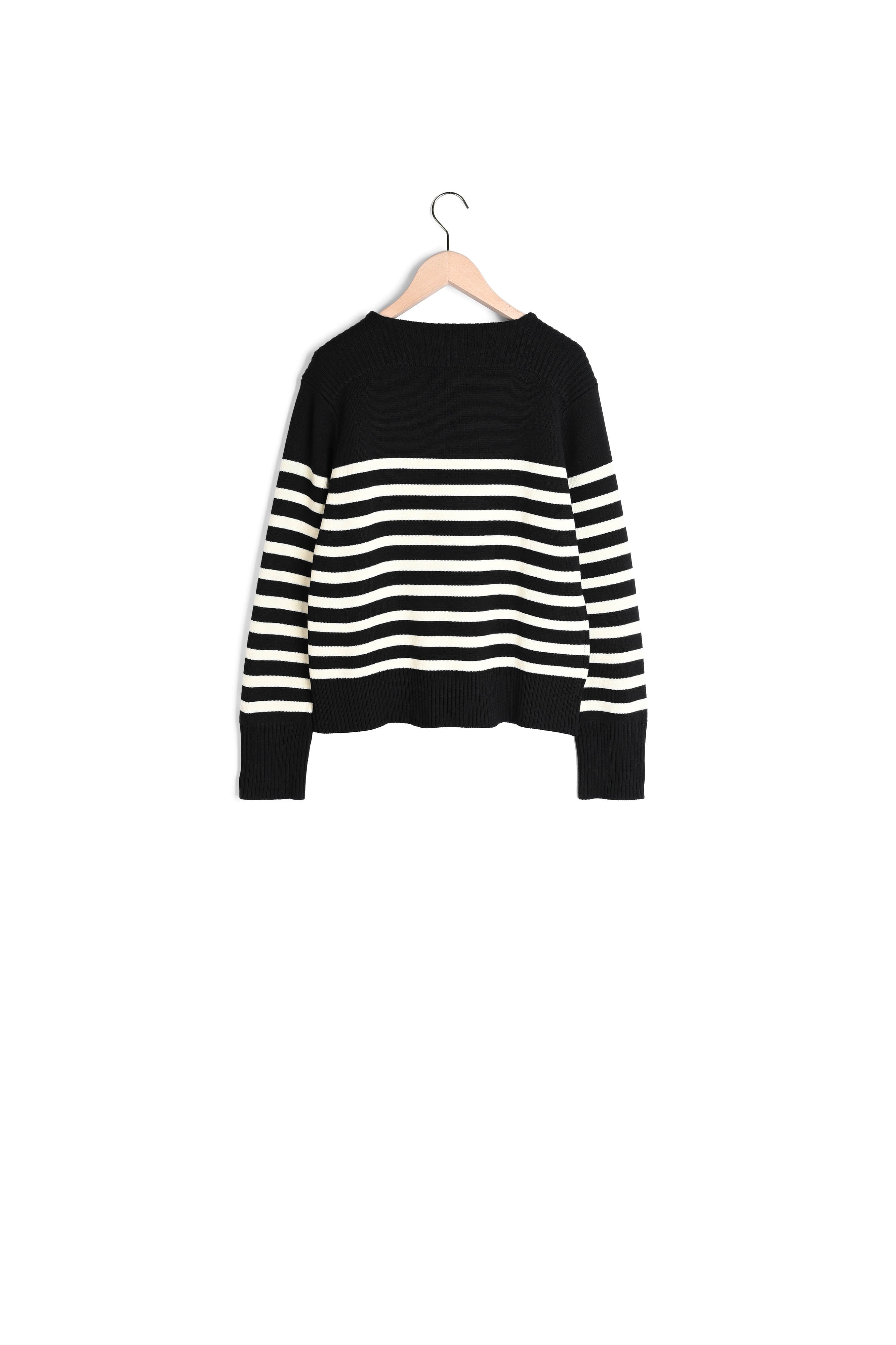 Pull Poete noir marinière en laine Faume - seconde main