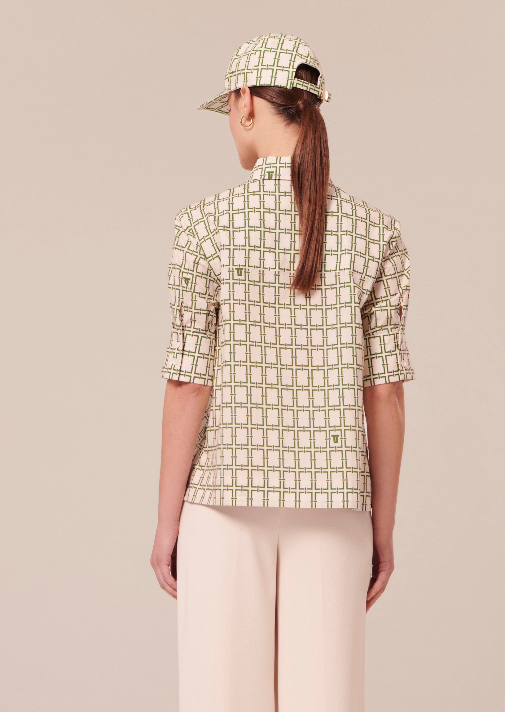 Chemise Cameron écrue à motif graphique en popeline Faume - seconde main