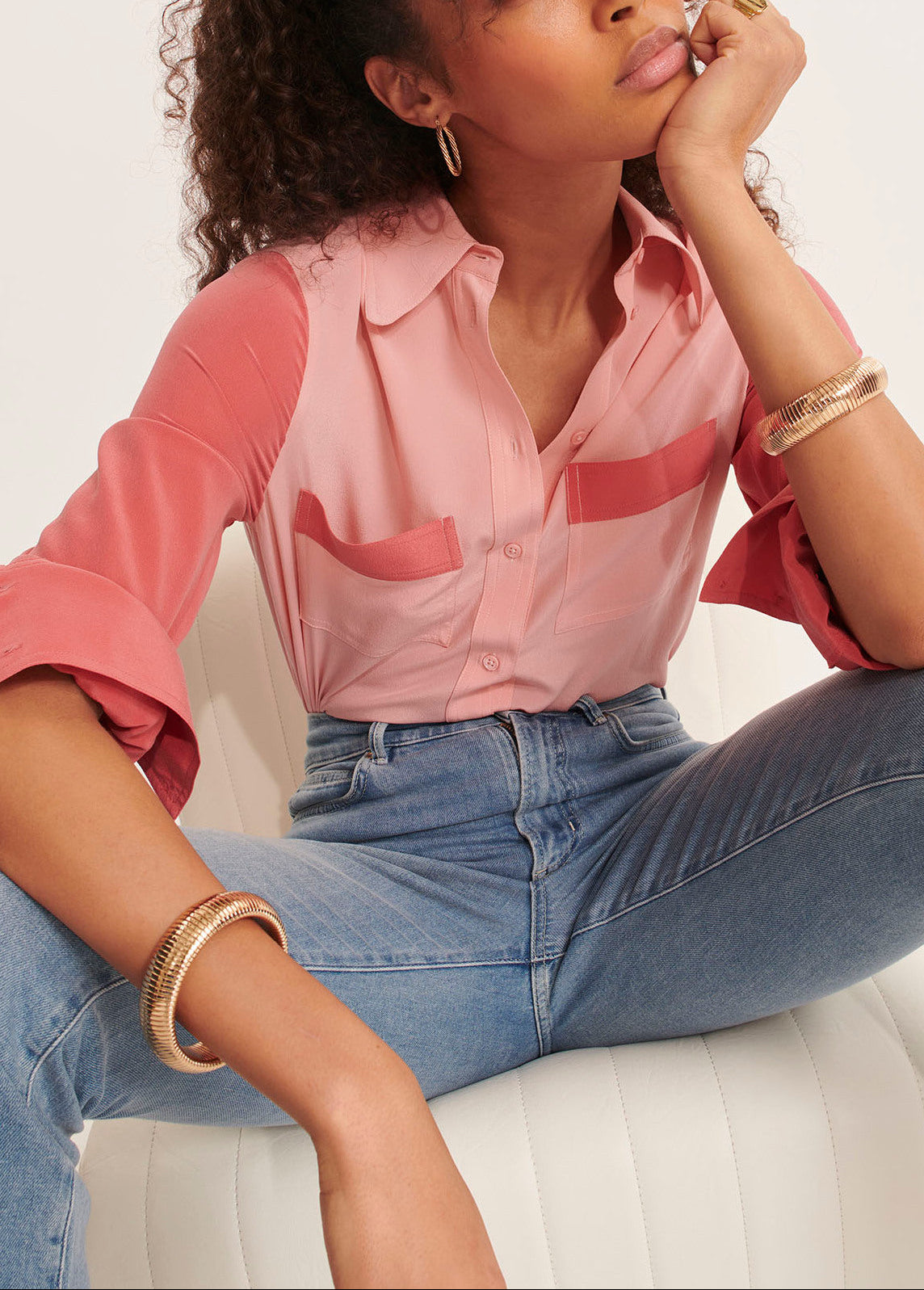 Chemise Canella vieux rose en crêpe de Chine Faume - seconde main