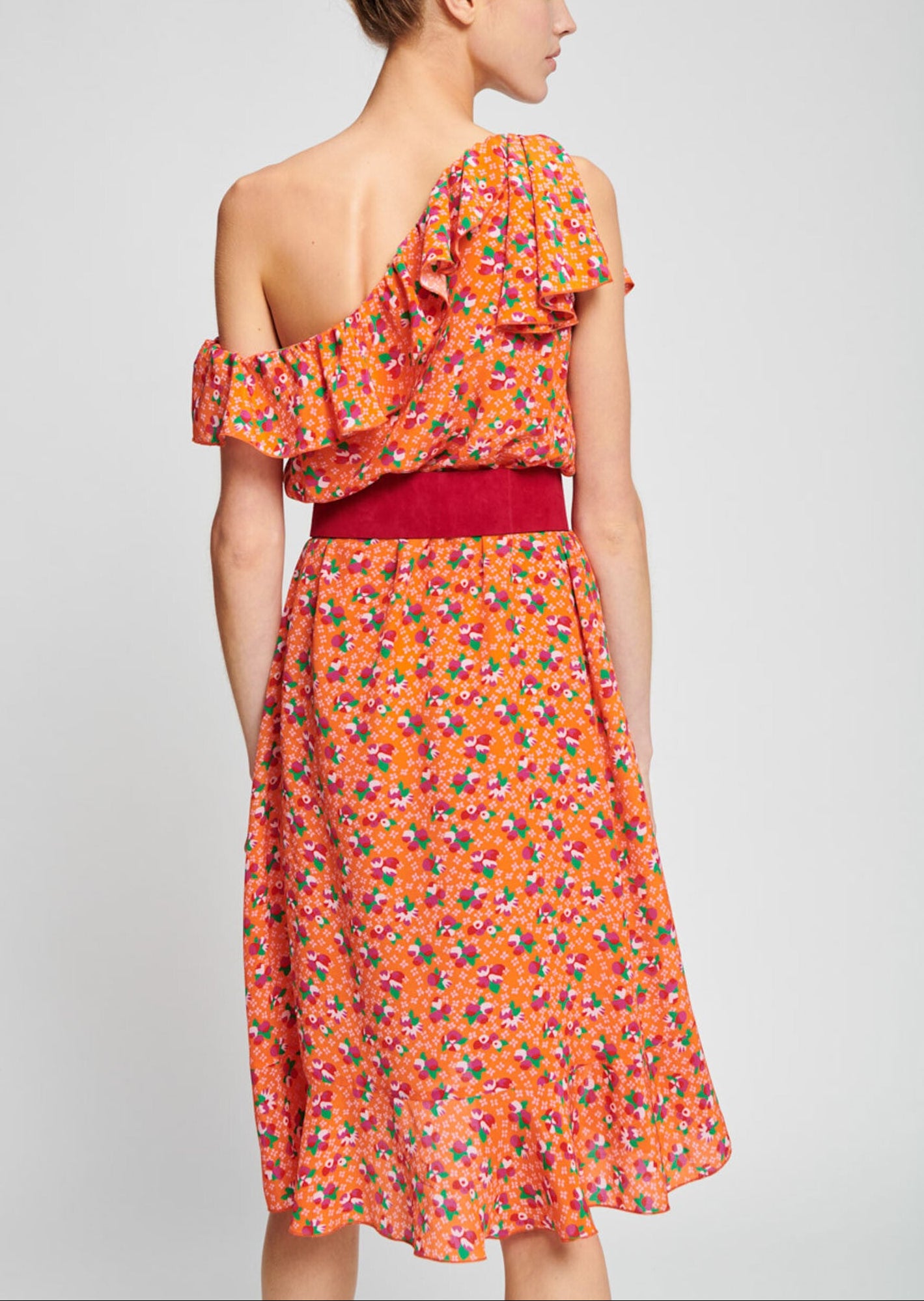 Robe clémentine asymétrique en soie Faume - seconde main