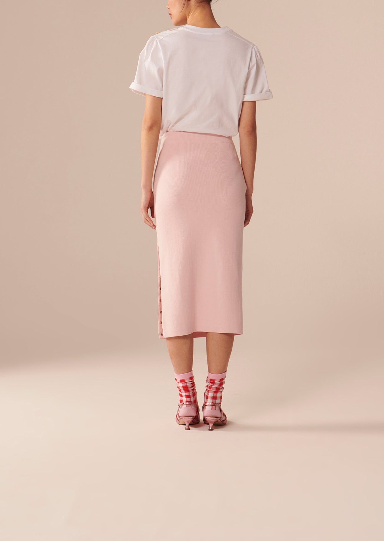 Jupe Justine rose pâle en coton compacte Faume - seconde main