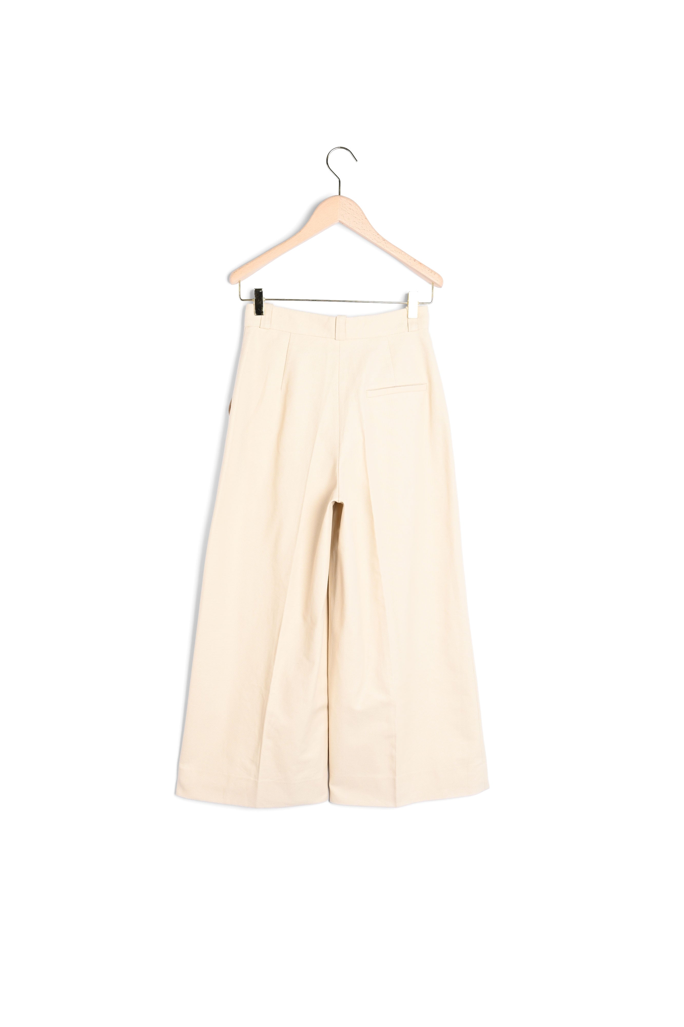 Pantalon beige jambes larges en coton piqué Faume - seconde main