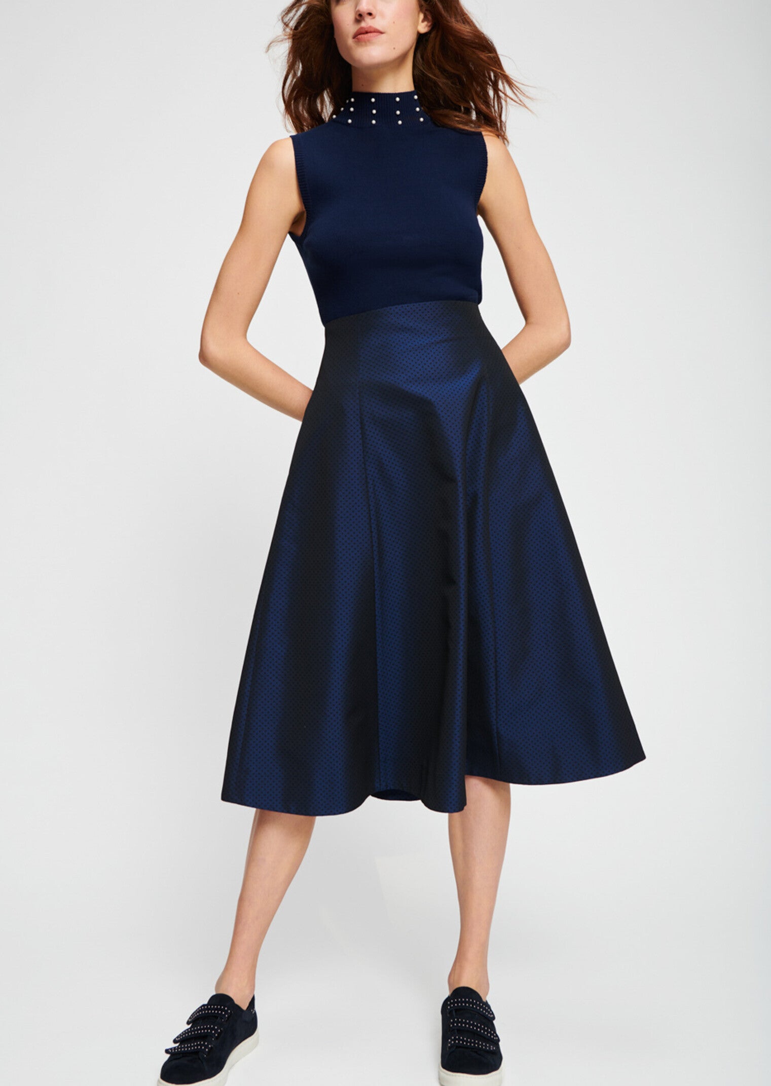 Jupe bleu marine en jacquard Faume - seconde main