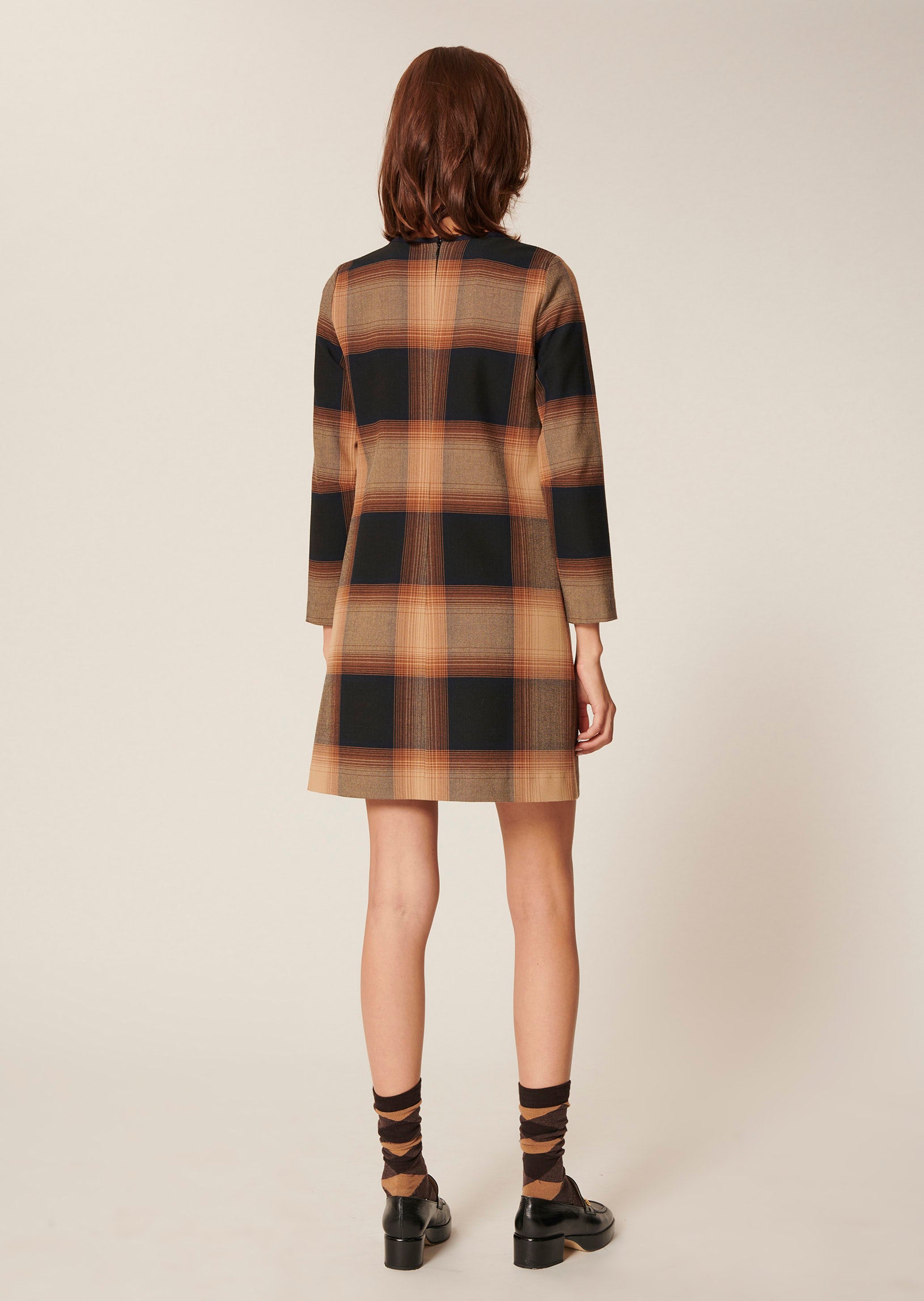 Robe Raijan camel en tartan Faume - seconde main
