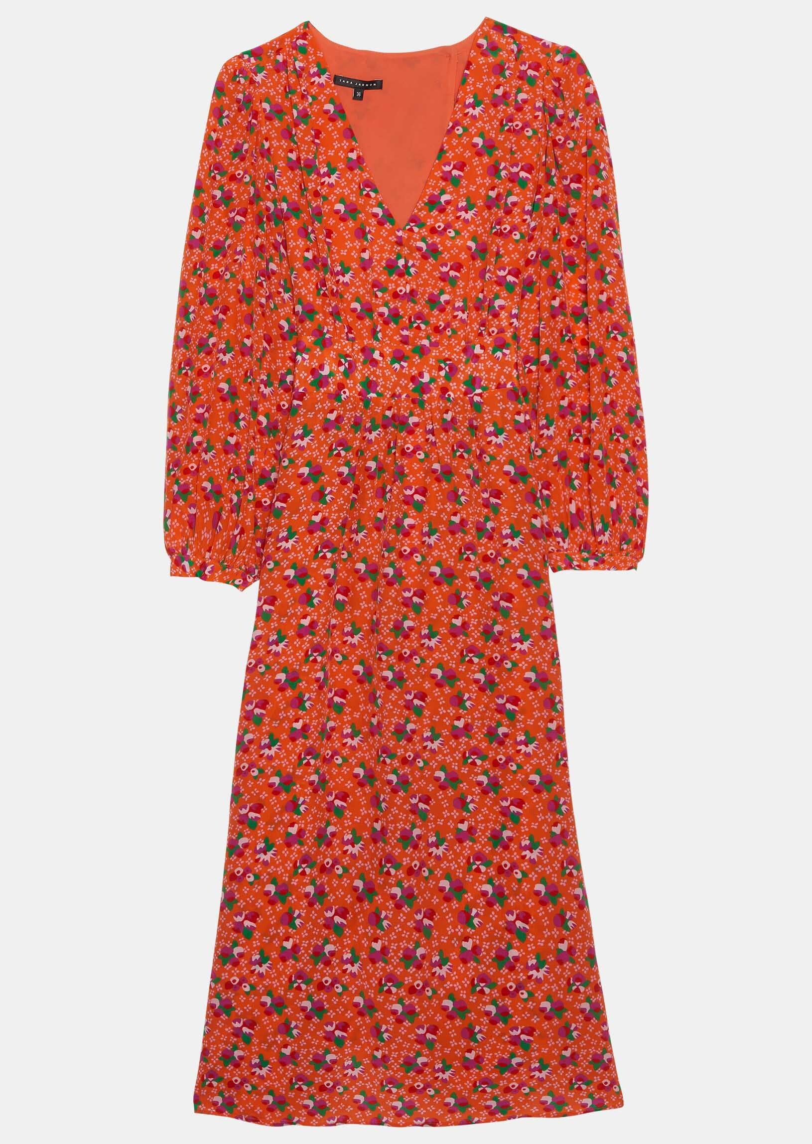 Robe mi-longue orange imprimé multicolor Faume - seconde main