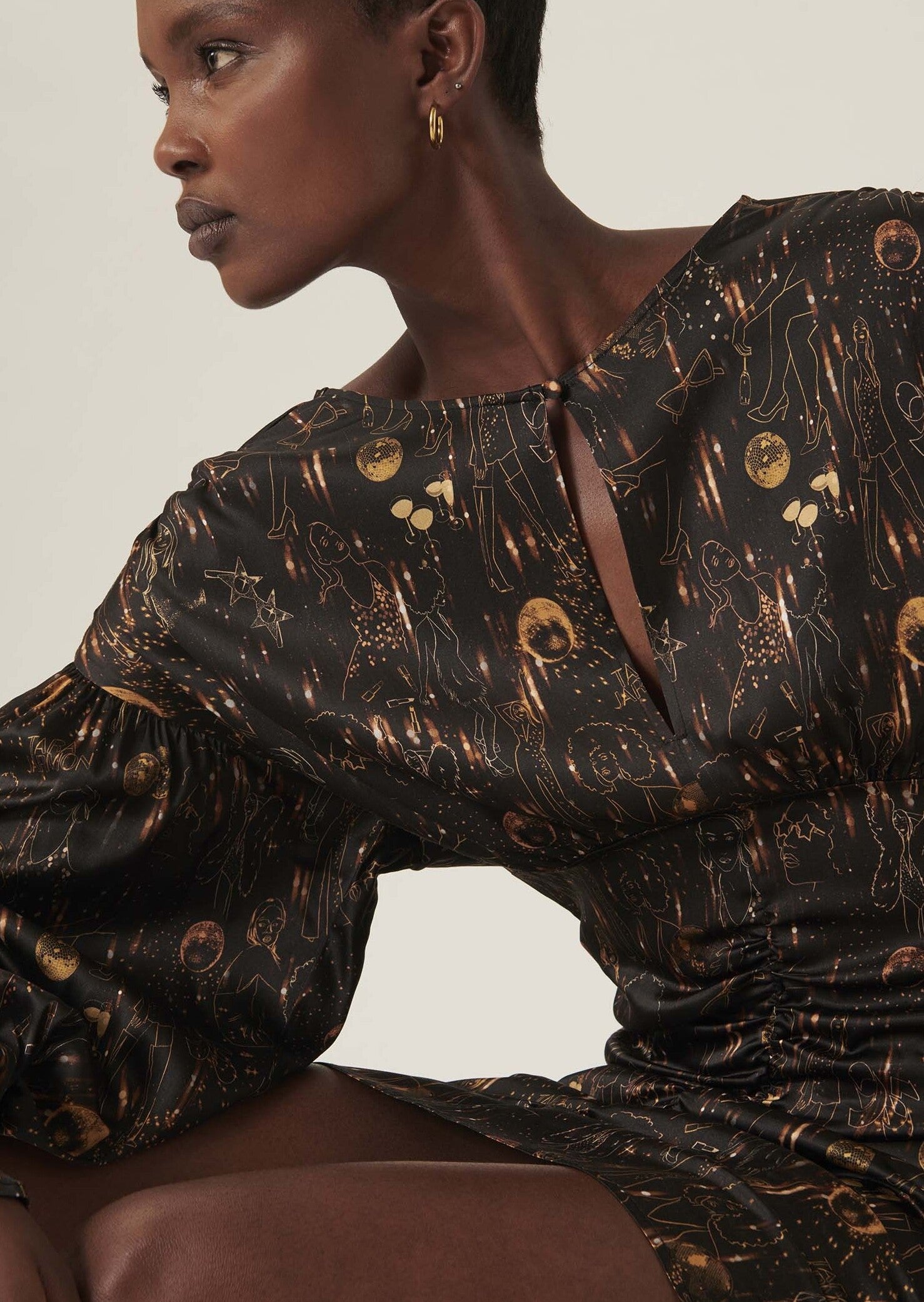 Robe Ring noire imprimé Tara Party Faume - seconde main