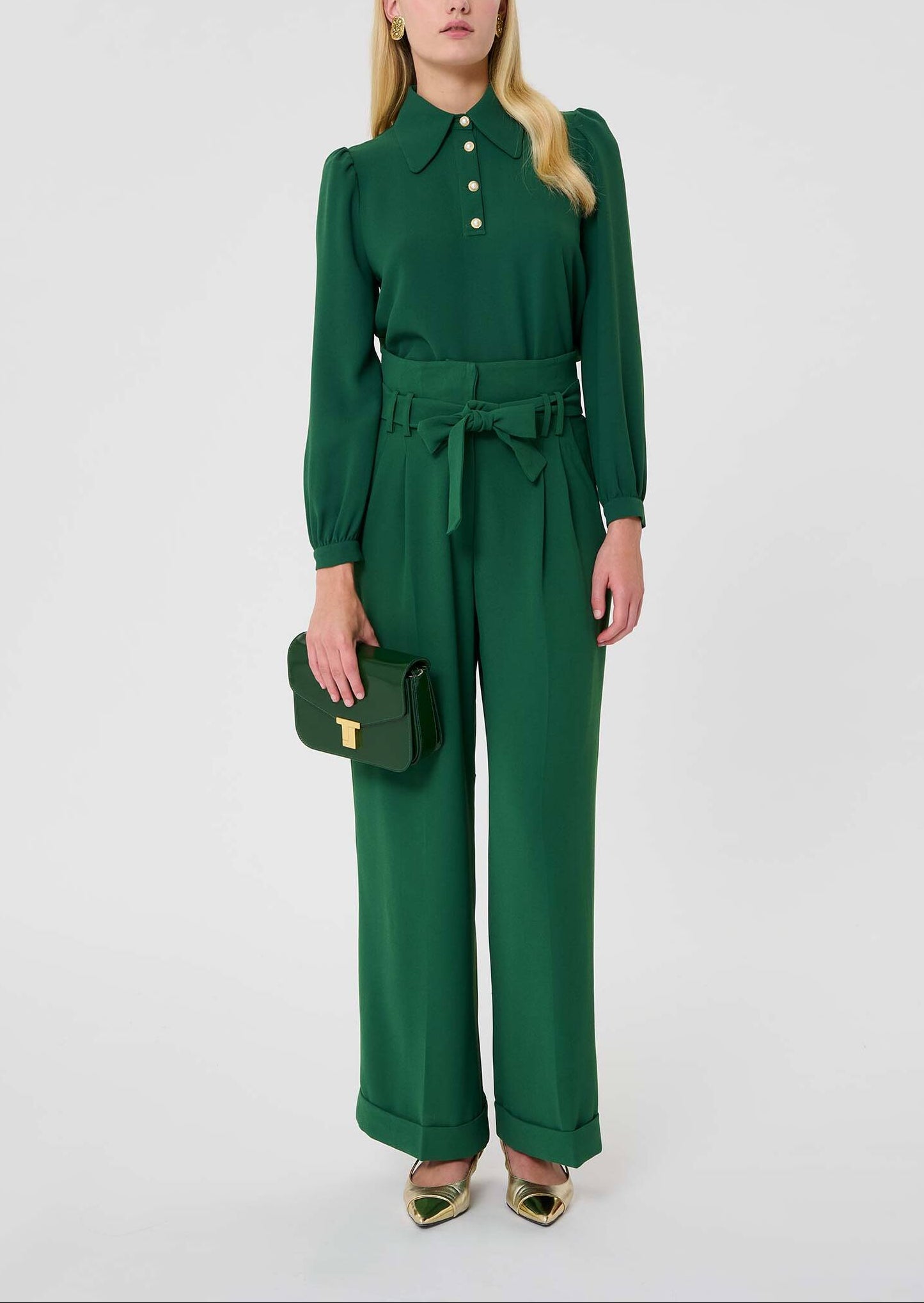 Pantalon vert en crêpe Pia Faume - seconde main