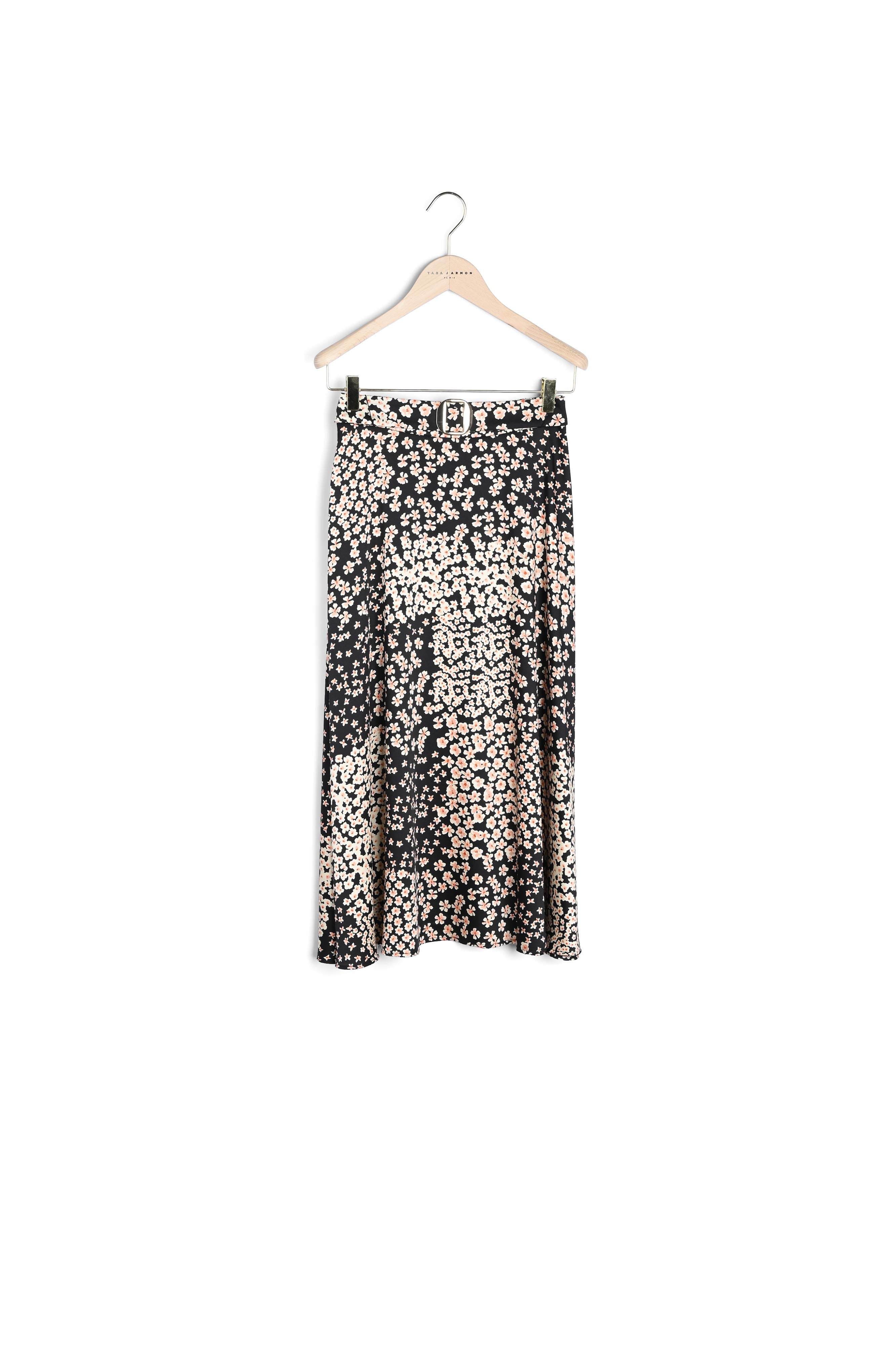 Jupe Jeanettie noire imprimé petites fleurs Faume - seconde main