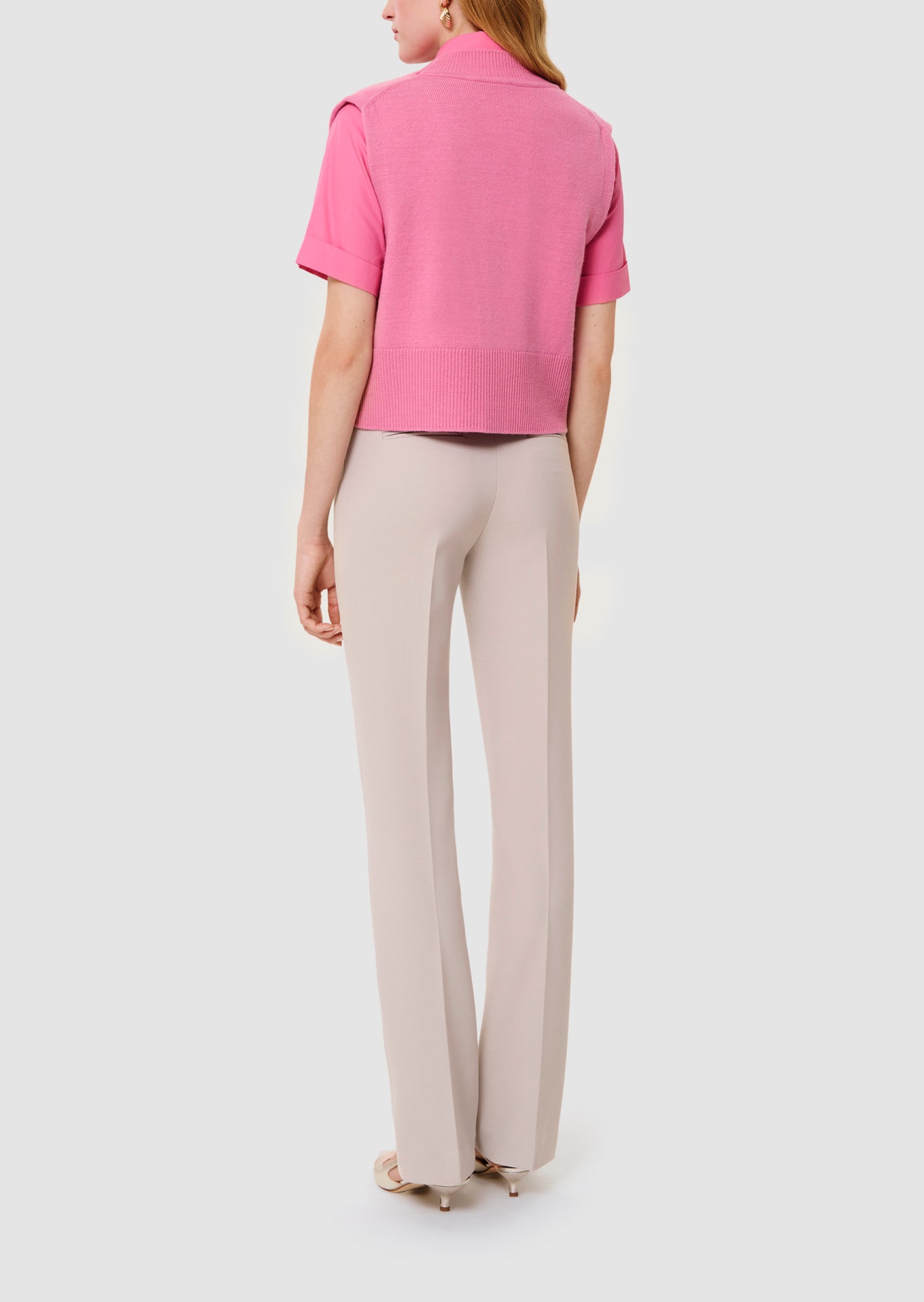 Gilet rose en laine merinos et alpaga Gilles Faume - seconde main