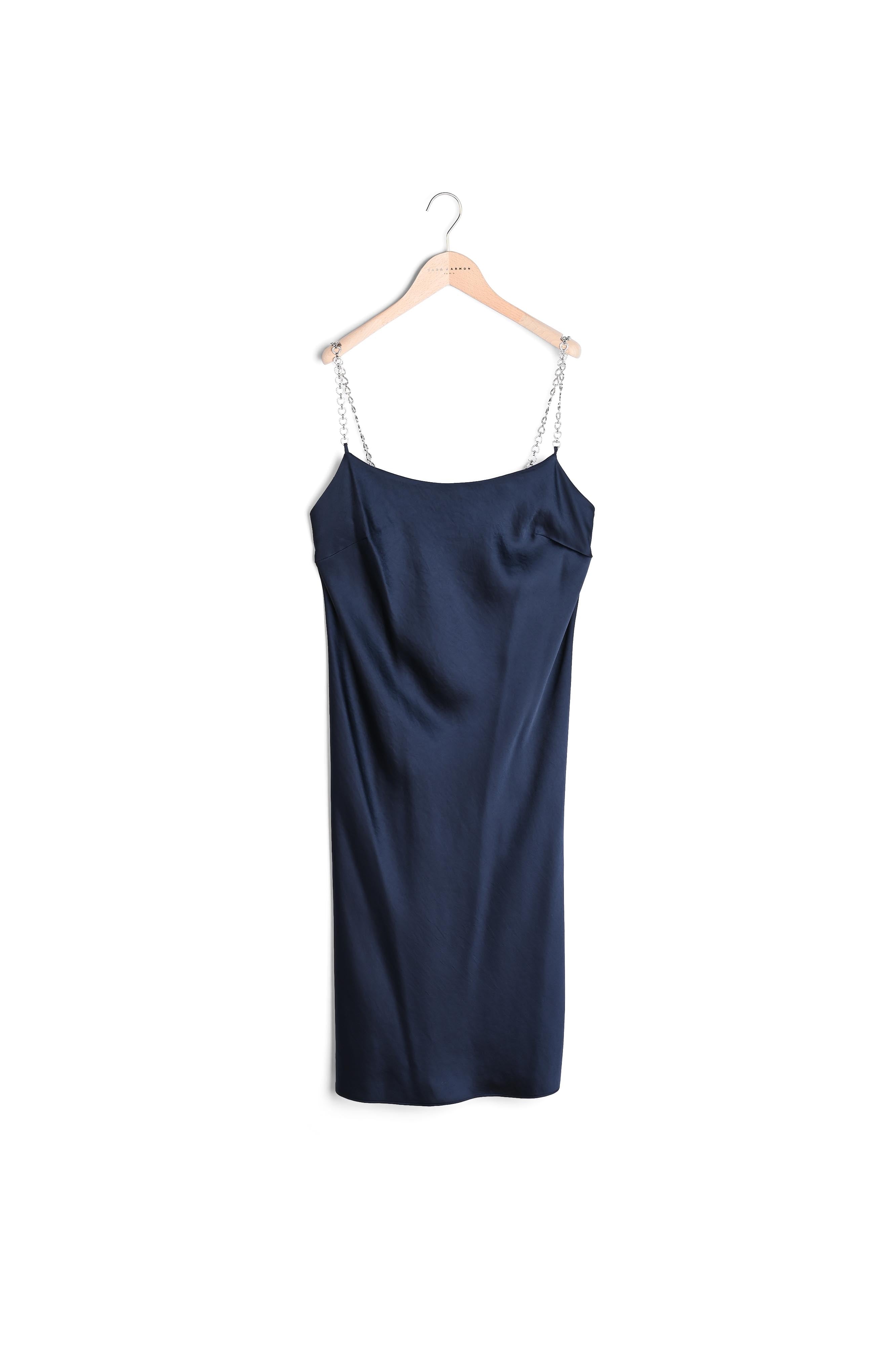 Robe Reany bleu nuit en crêpe envers satin Faume - seconde main