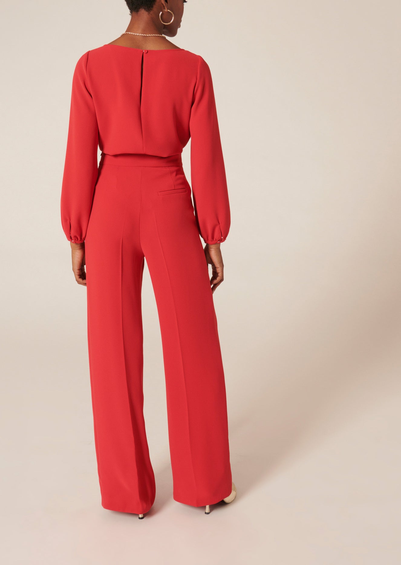 Pantalon Pilar rouge en crêpe Faume - seconde main