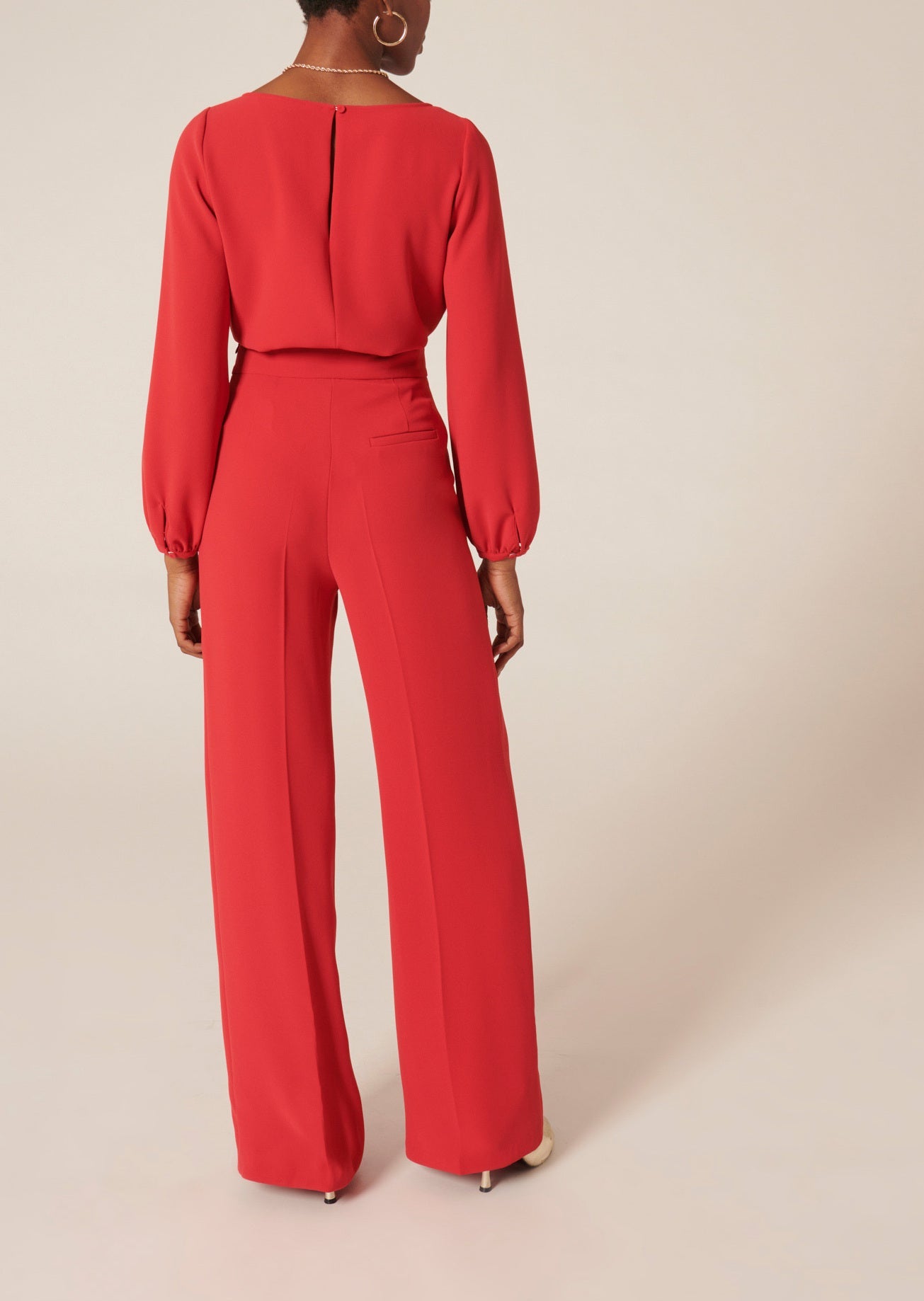 Pantalon Pilar rouge en crêpe Faume - seconde main