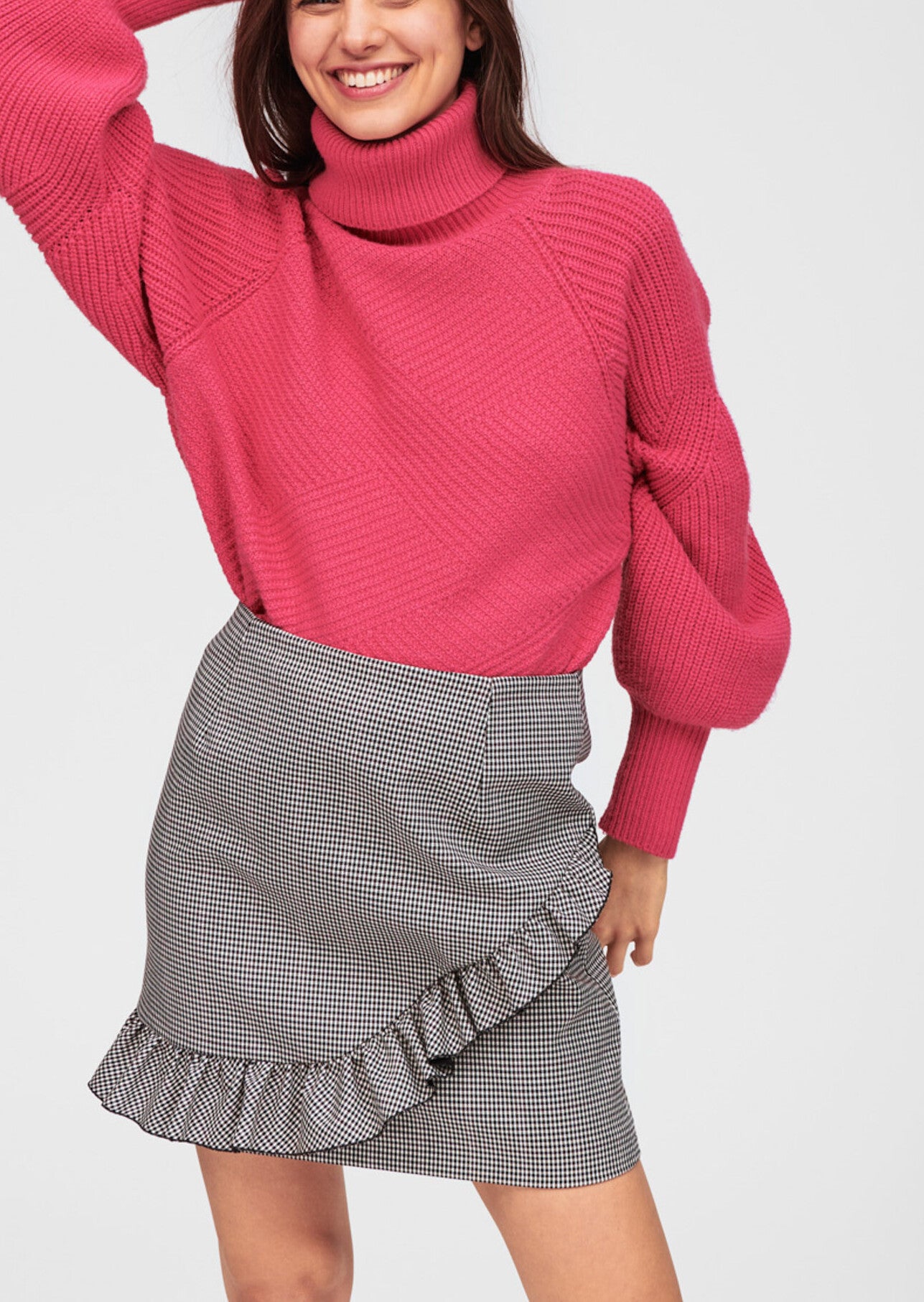 Jupe écrue carreau York technique à volants Faume - seconde main