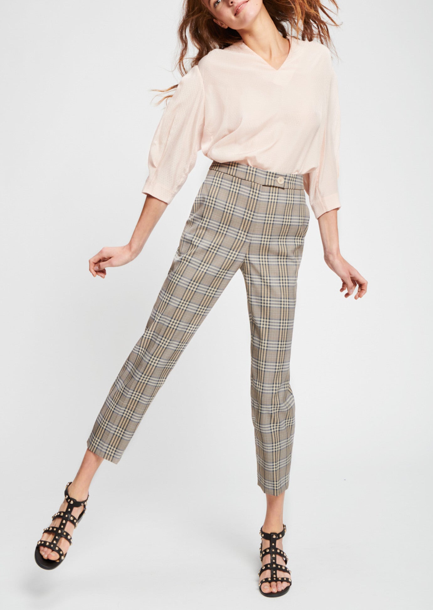 Pantalon camel en tartan Faume - seconde main