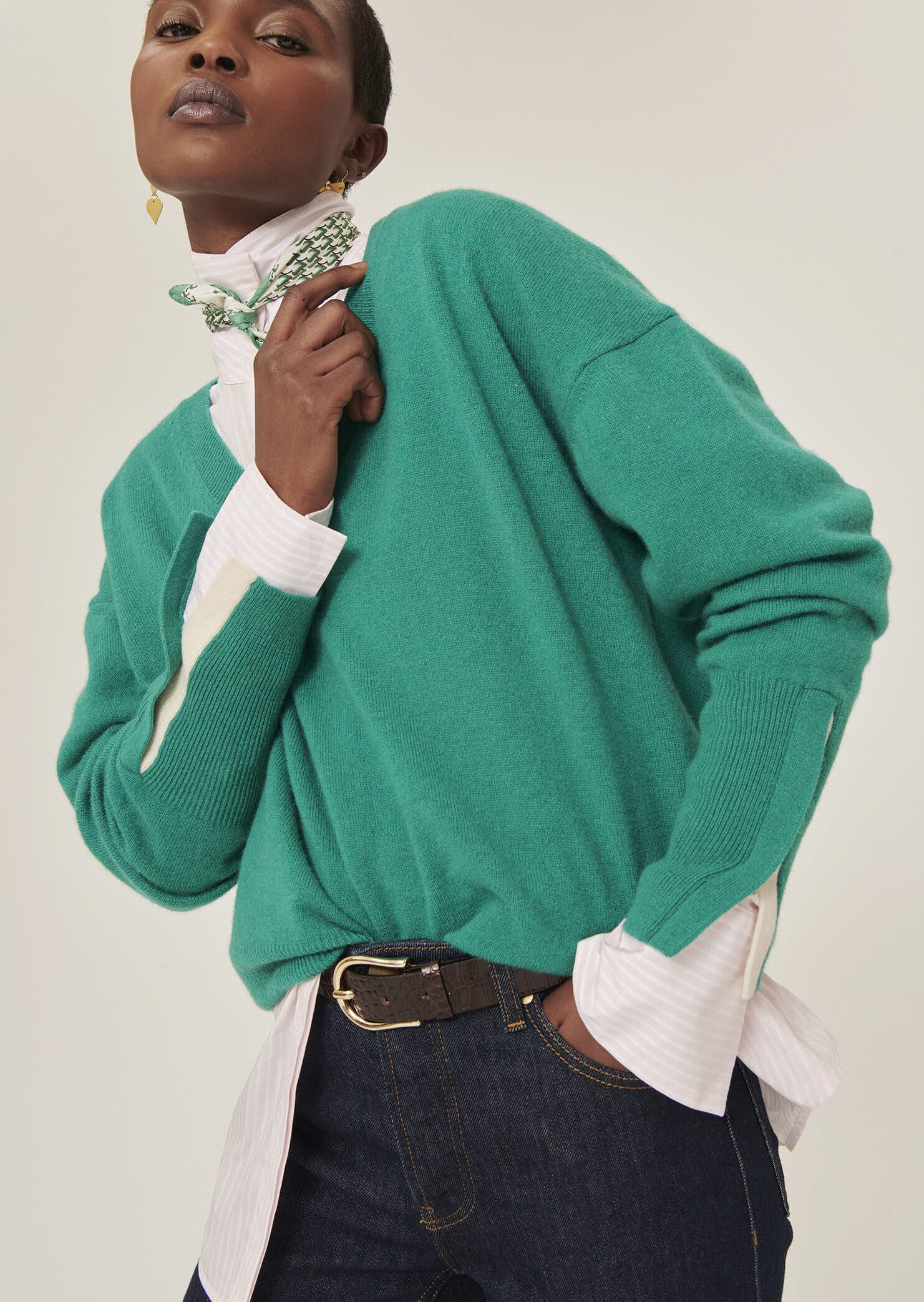 Pull Poudre émeraude en cachemire Faume - seconde main