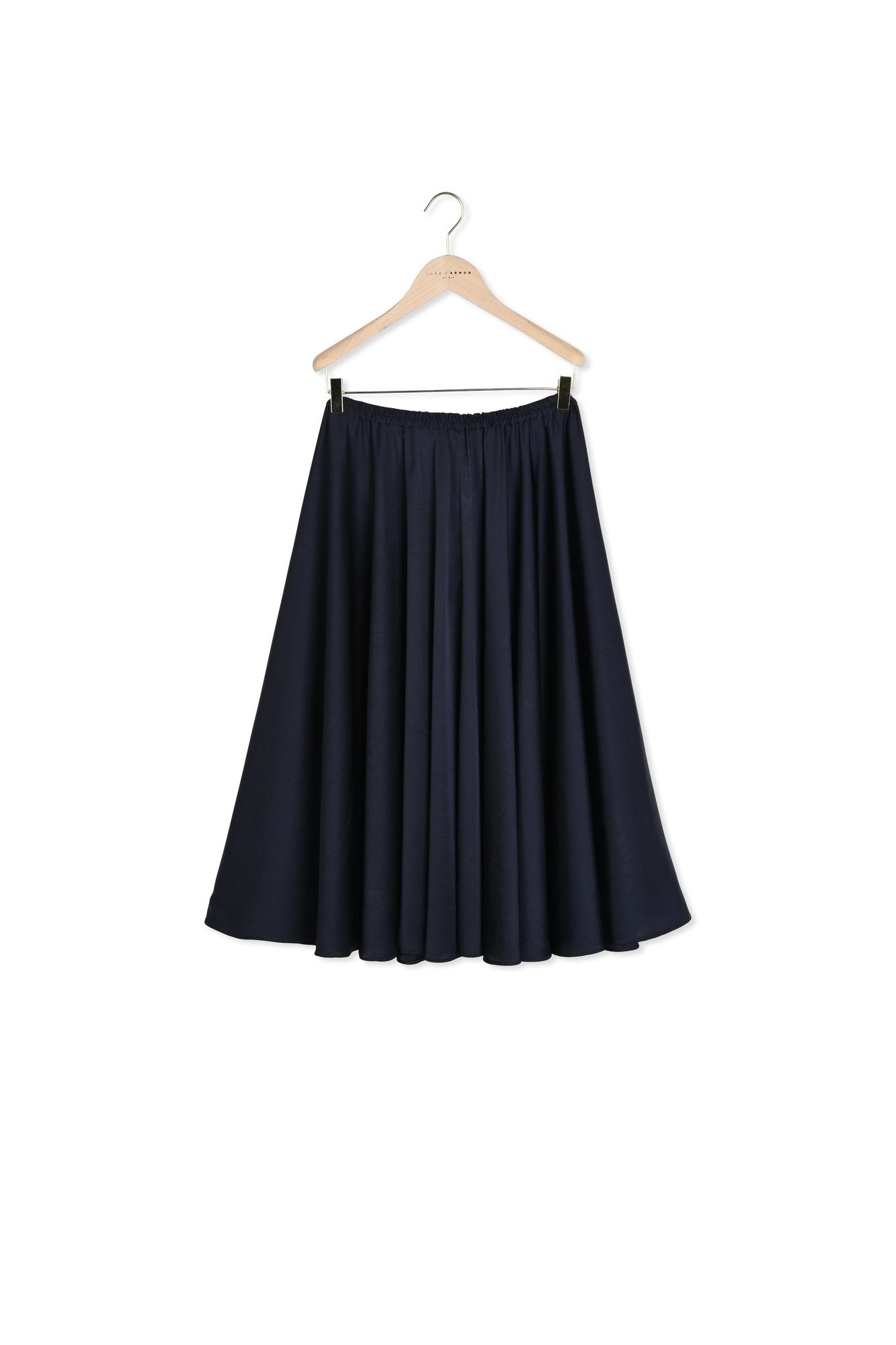 Jupe longue Jolande bleu nuit en satin crinkle Faume - seconde main