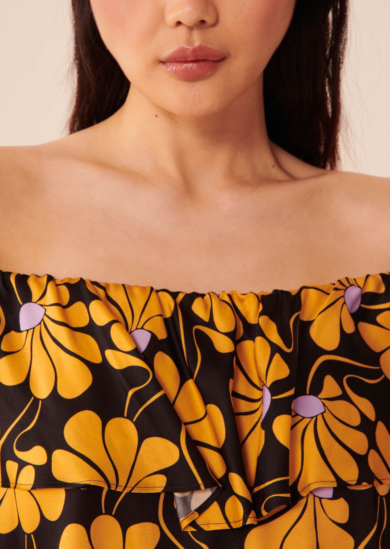 Top Tristan noir imprimé grosses fleurs Faume - seconde main