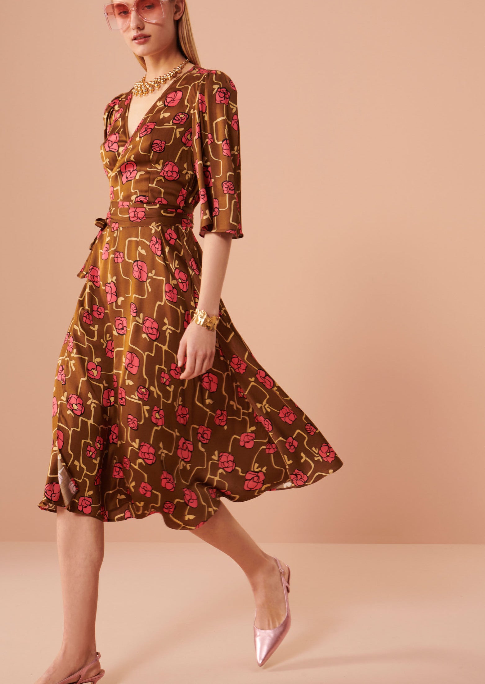 Robe Rava marron imprimé à fleurs Faume - seconde main