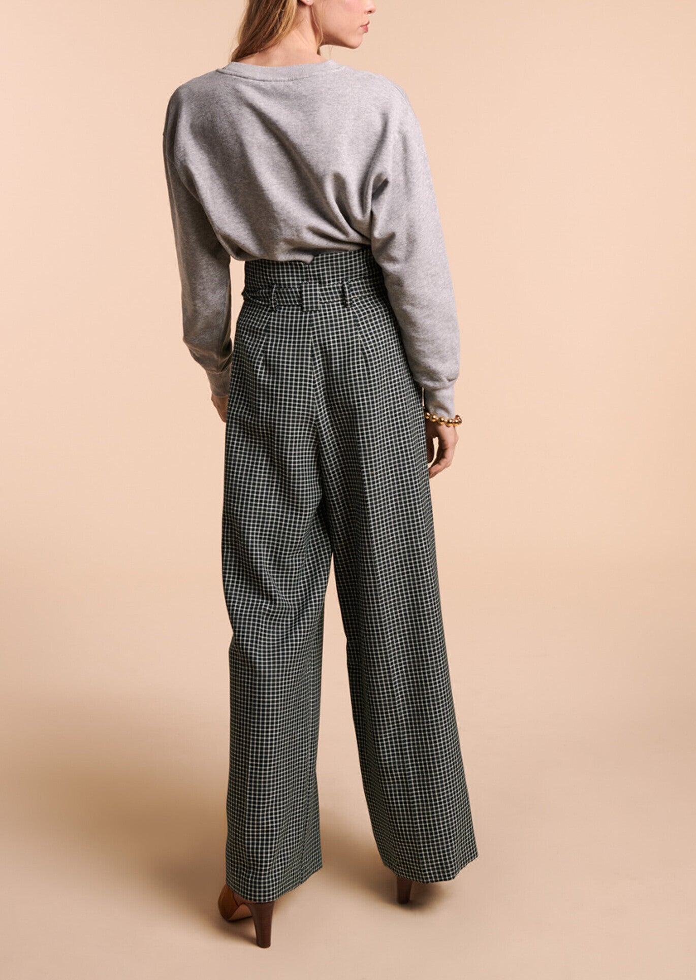 Pantalon Pascale vert bouteille à carreaux Faume - seconde main