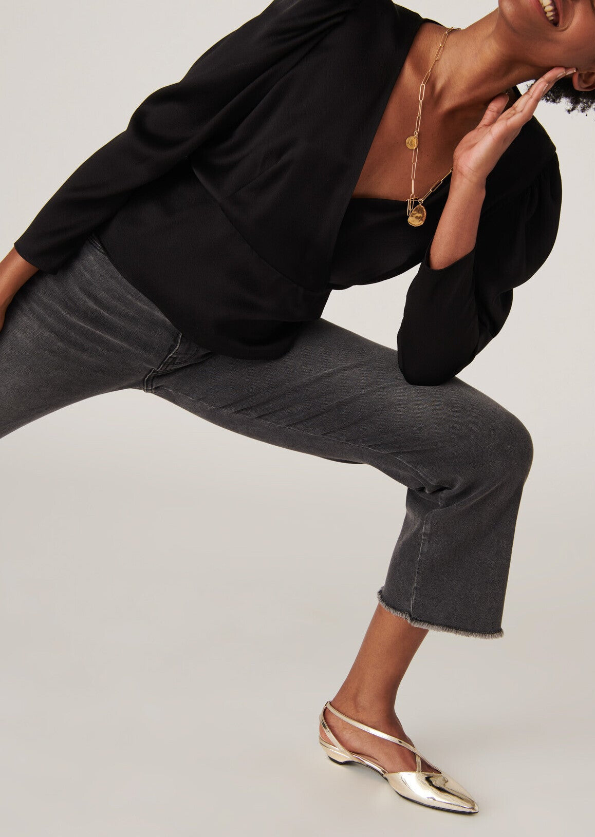 Top Topaz effet cache-coeur noir en crêpe martelé Faume - seconde main