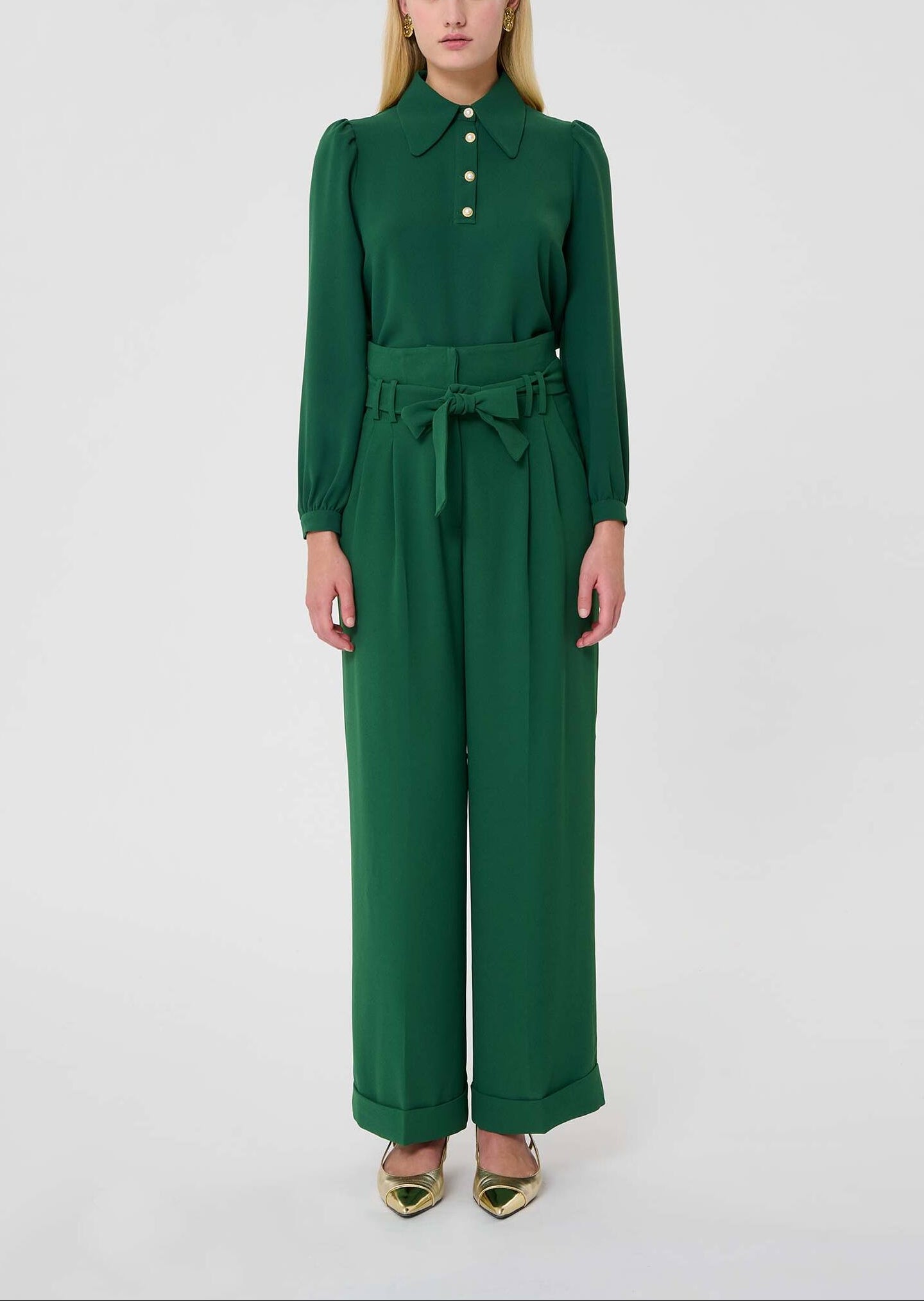 Pantalon vert en crêpe Pia Faume - seconde main
