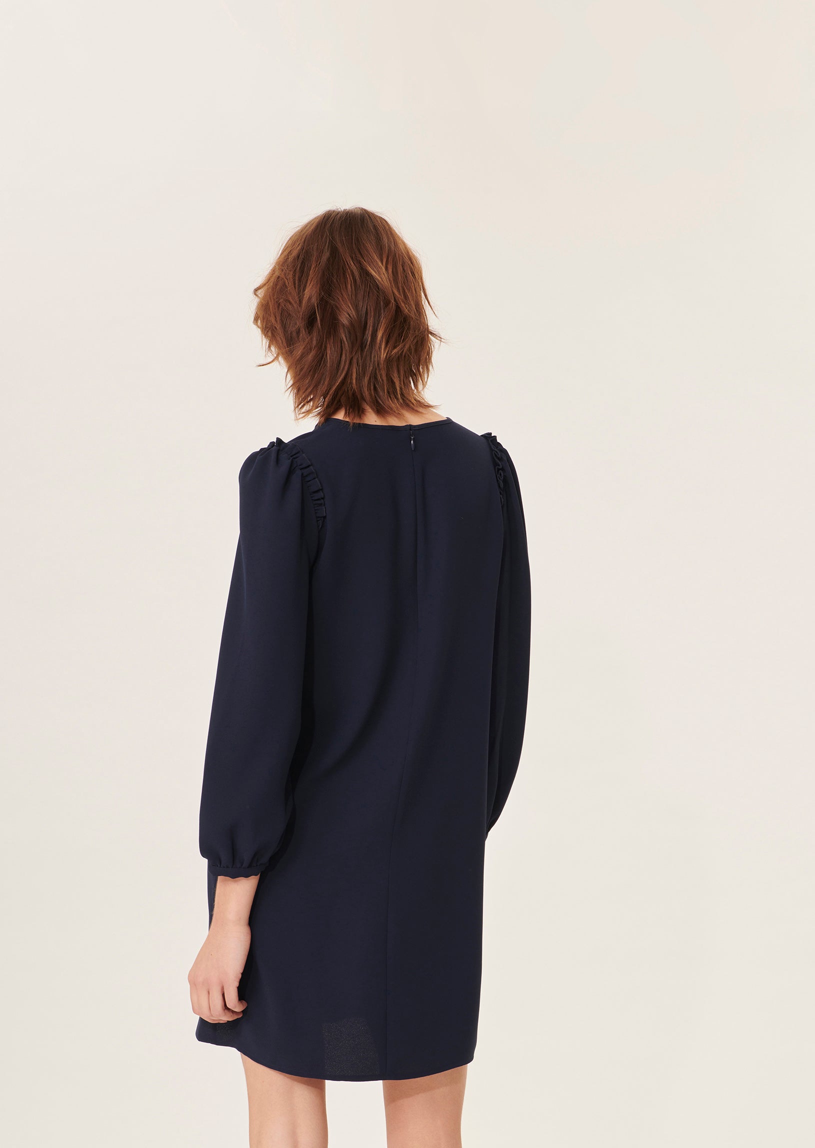 Robe Ruffa bleu nuit en crêpe Faume - seconde main