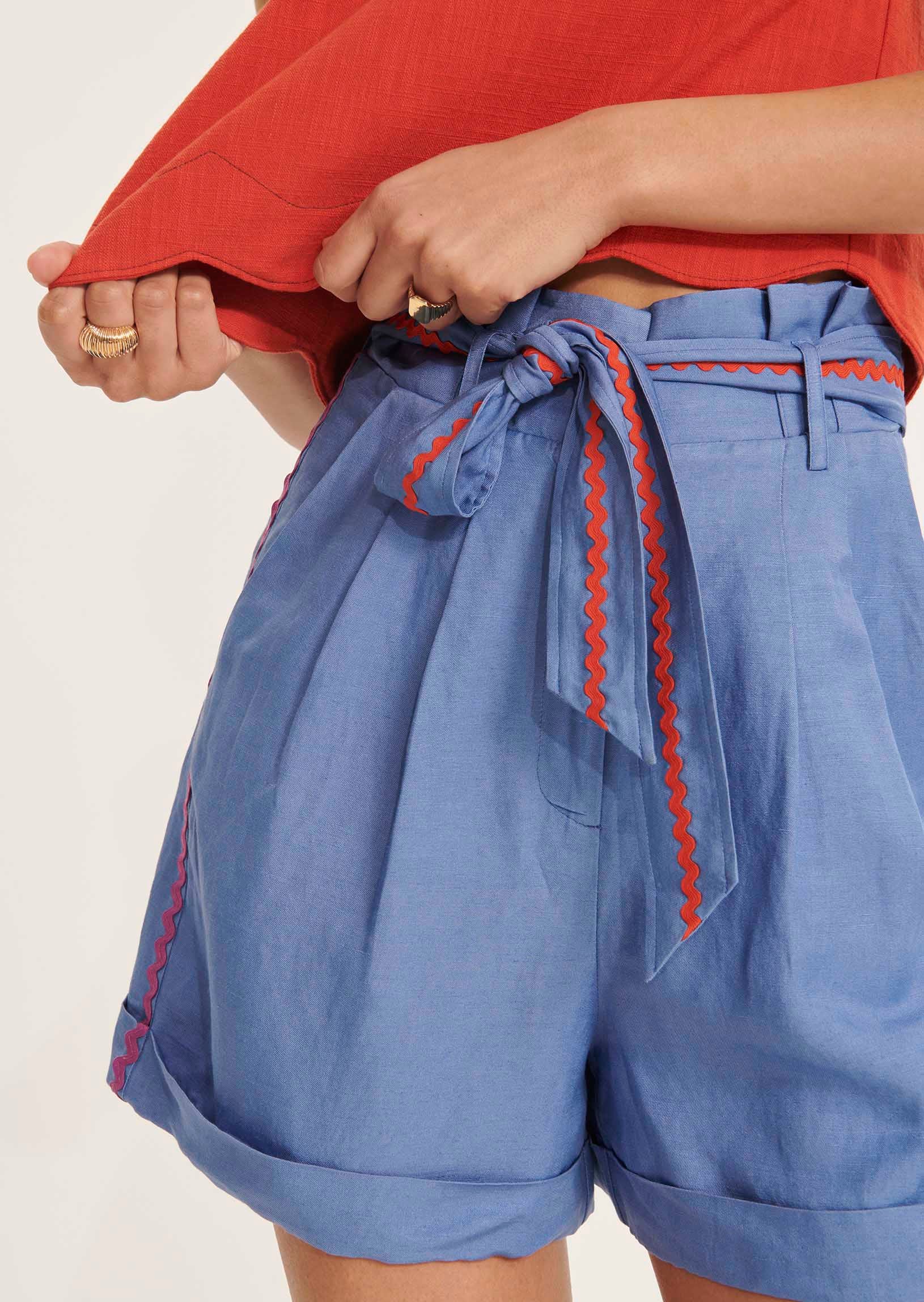 Short Stephanie bleu en lin Faume - seconde main