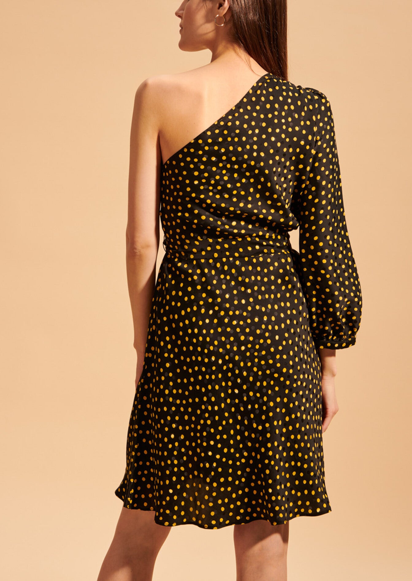 Robe one-shoulder Riona en jacquard pois Faume - seconde main