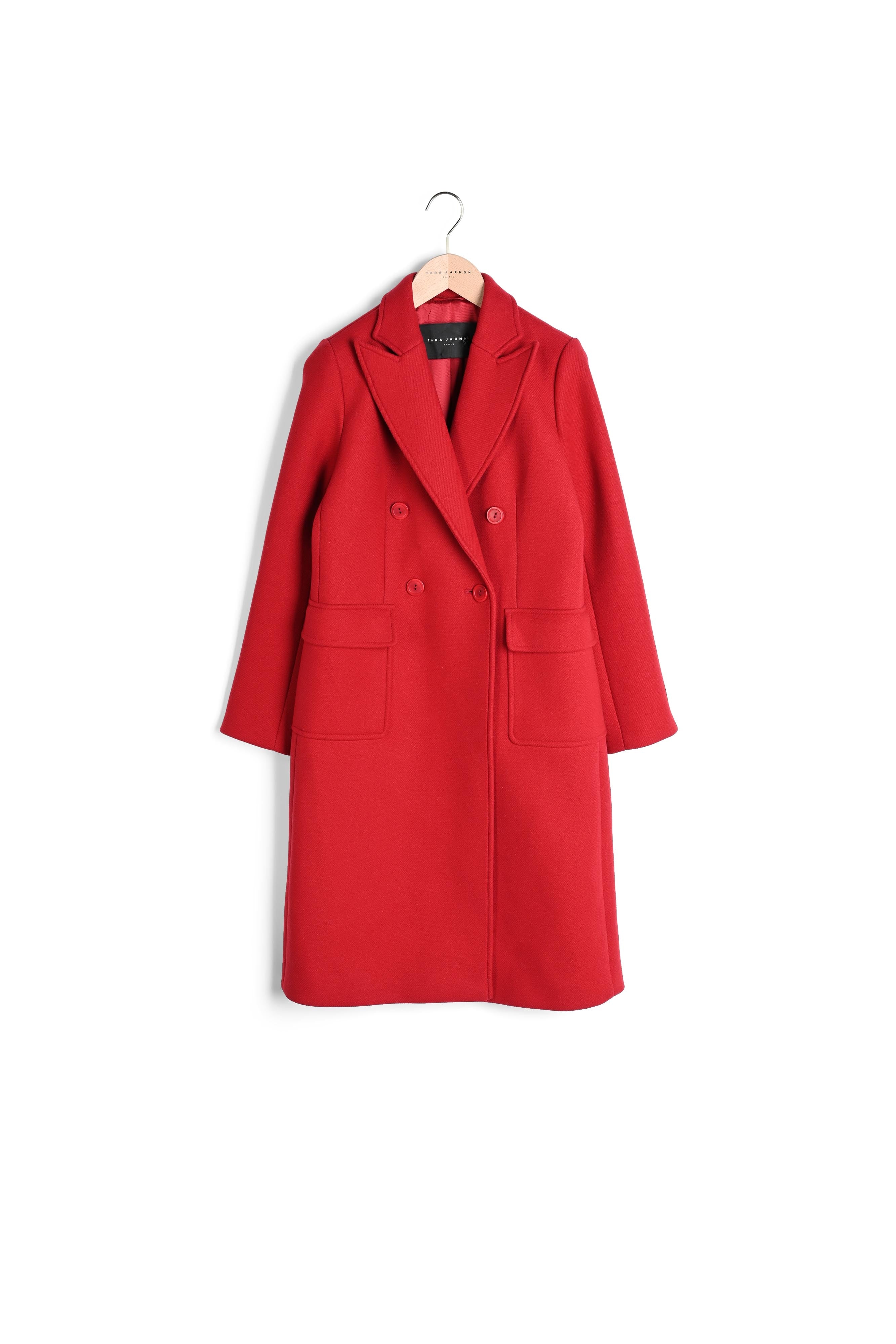 Manteau croisé Mary rouge en laine et cachemire Faume - seconde main