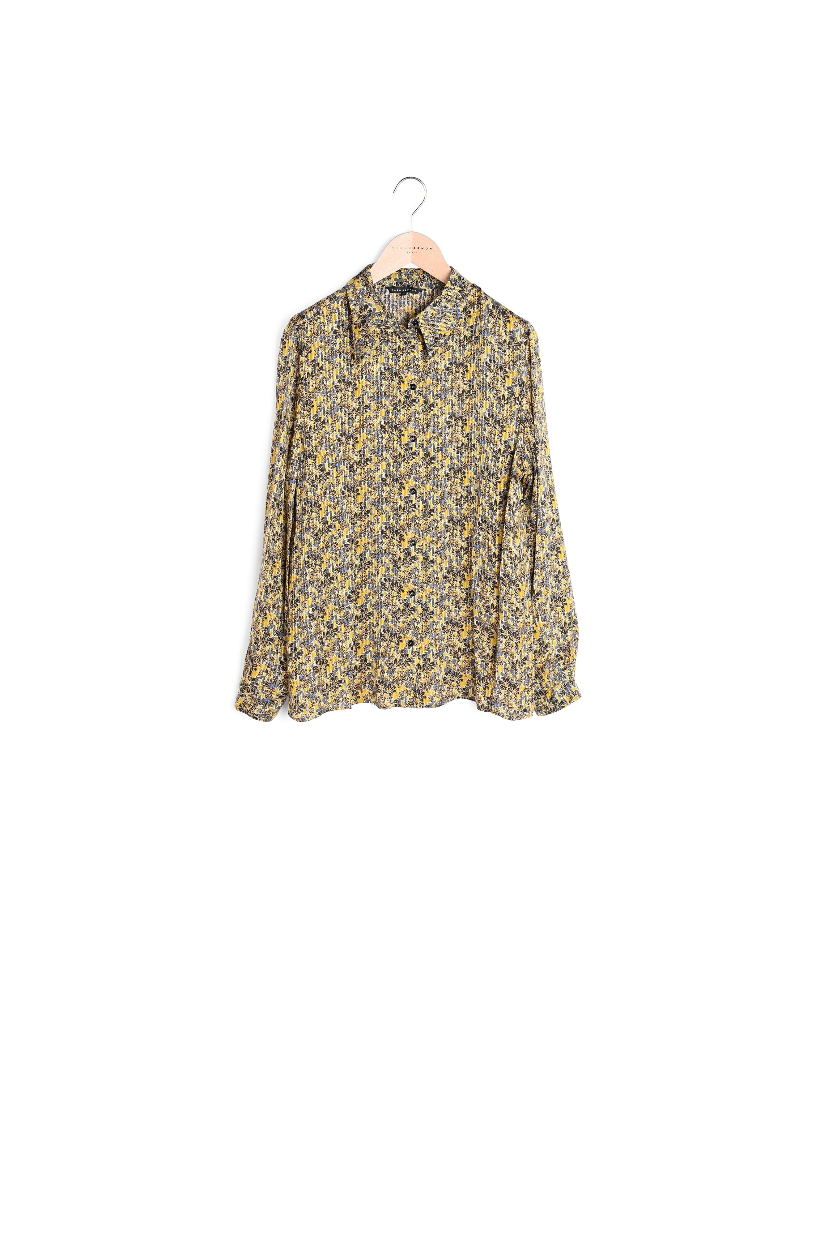 Chemise Tarot en viscose lurex imprimé jardin d'hiver mordorée Faume - seconde main