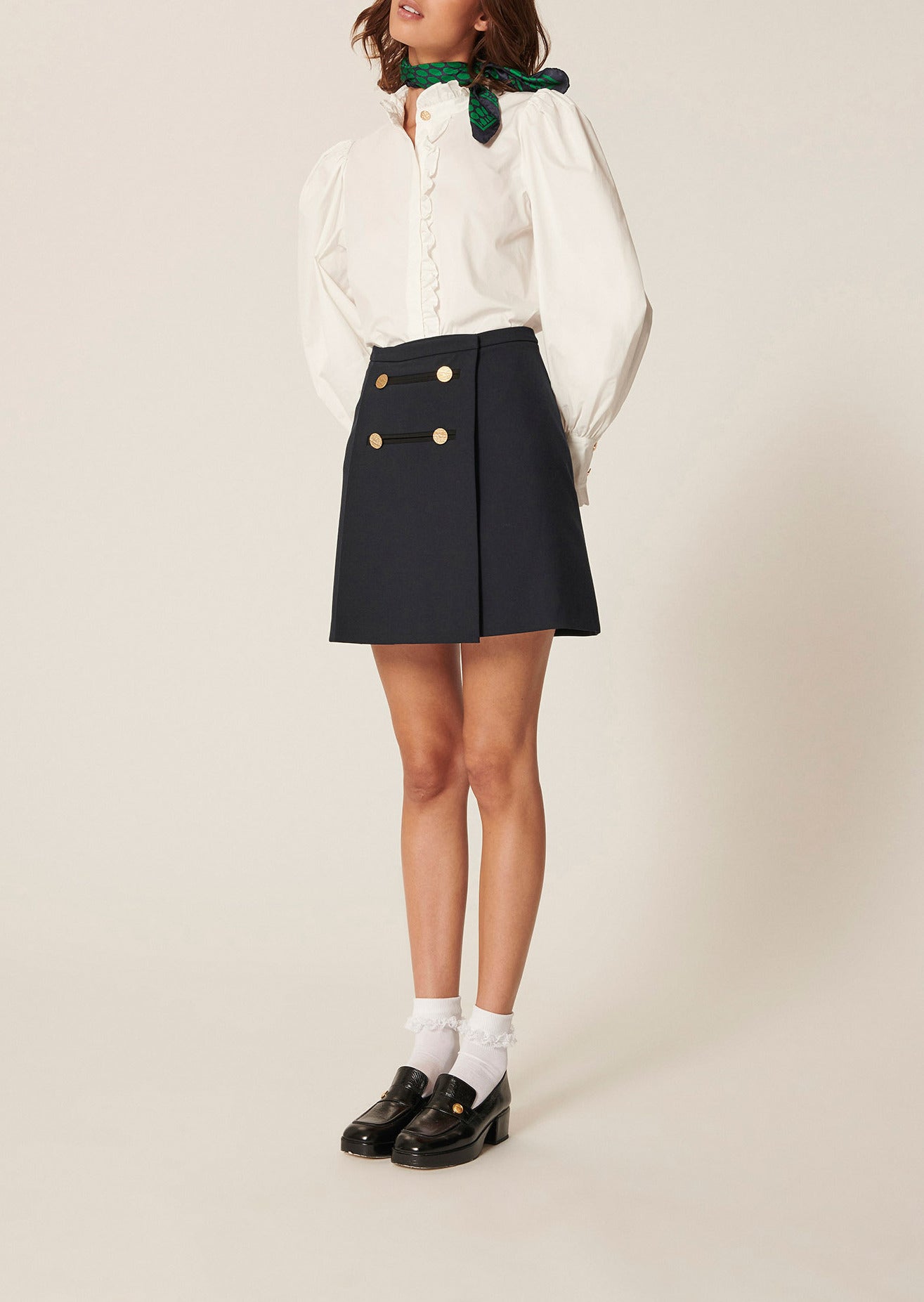 Jupe Jasna bleu nuit en toile tailleur Faume - seconde main