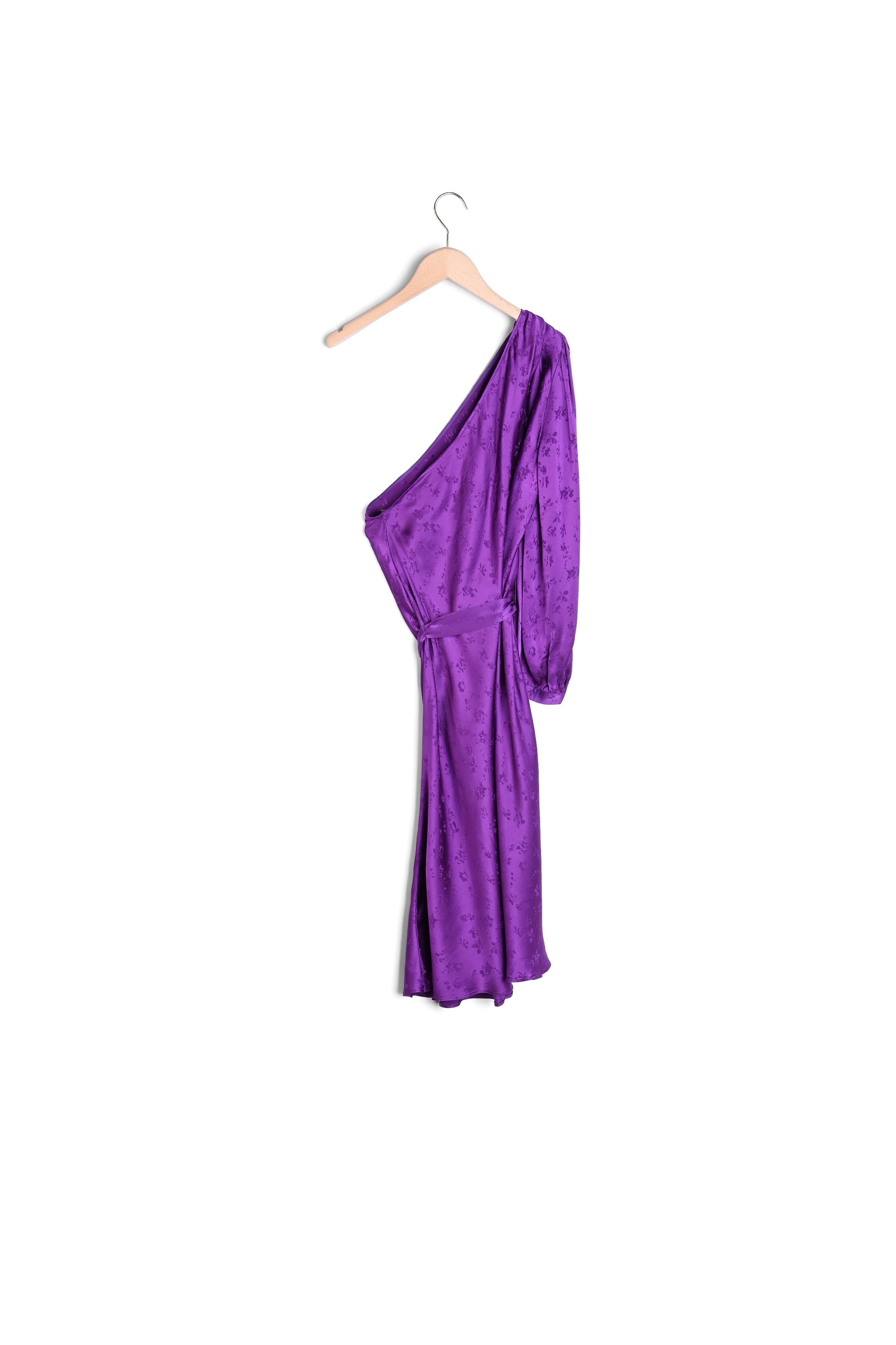 Robe one-shoulder Riona en jacquard fleuri violet Faume - seconde main