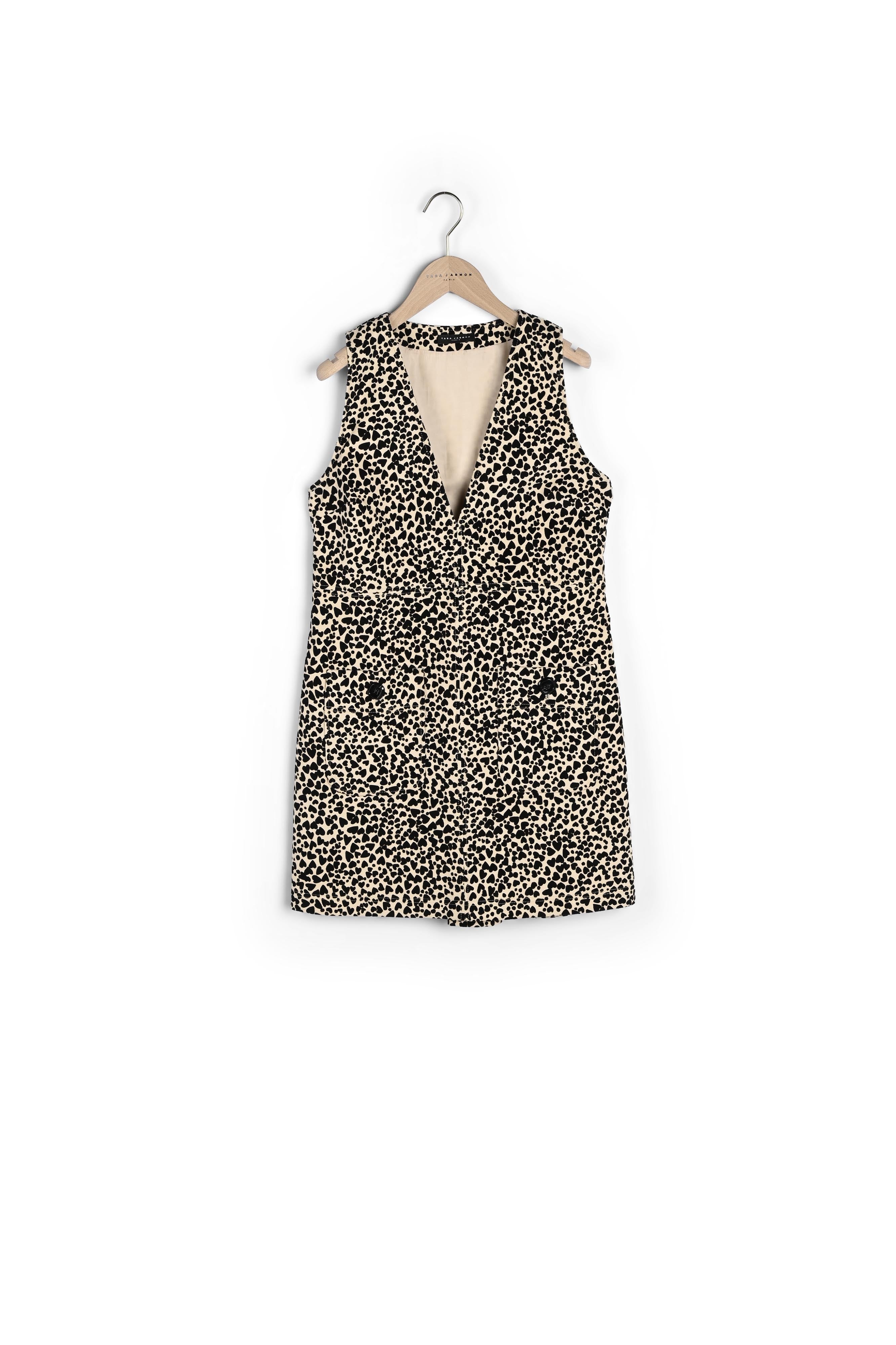 Robe Rutanie noire imprimé coeurs léopard en coton Faume - seconde main