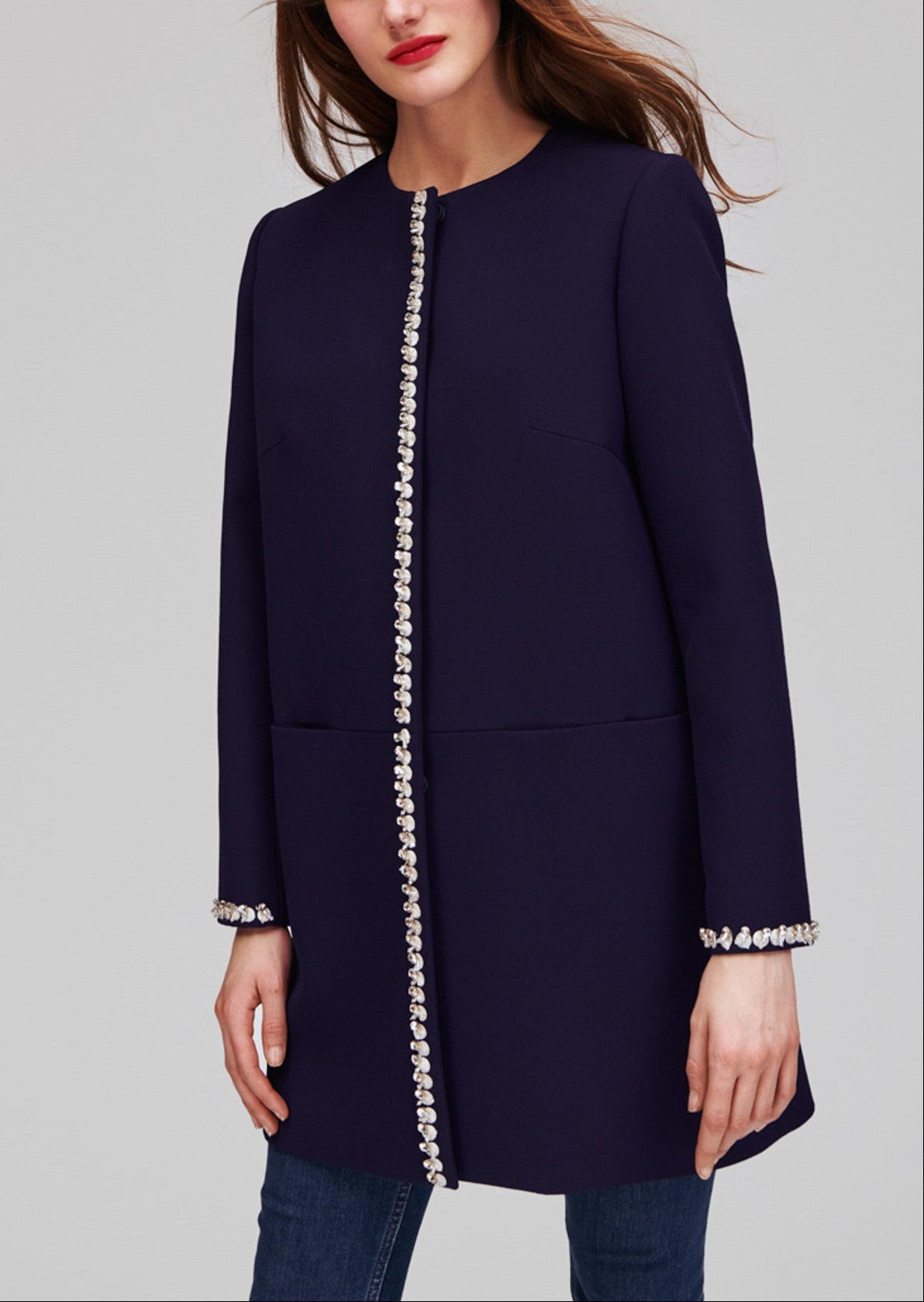 Manteau bijoux bleu nuit Faume - seconde main