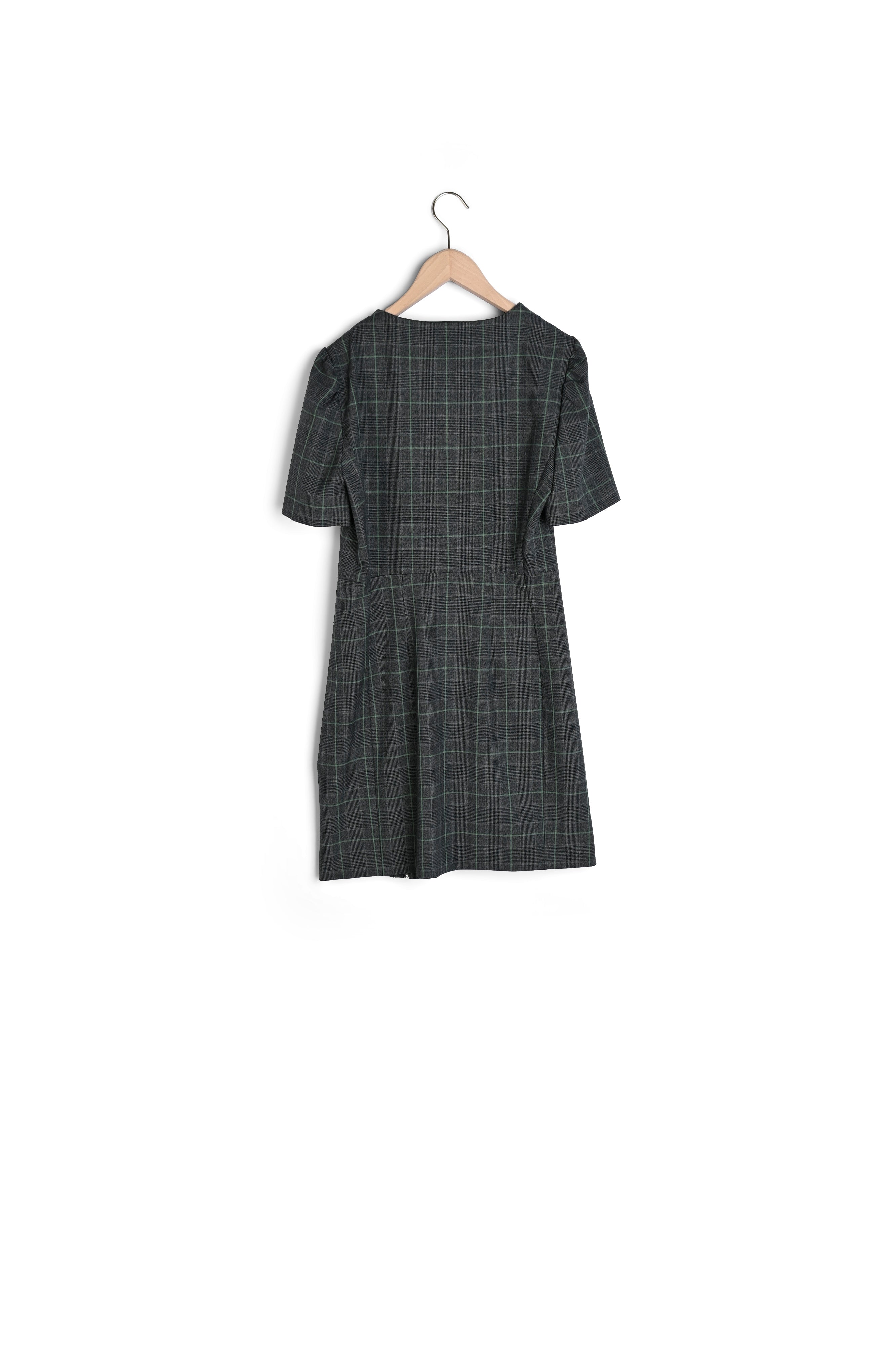 Robe République grise motif Prince de Galles vert Faume - seconde main