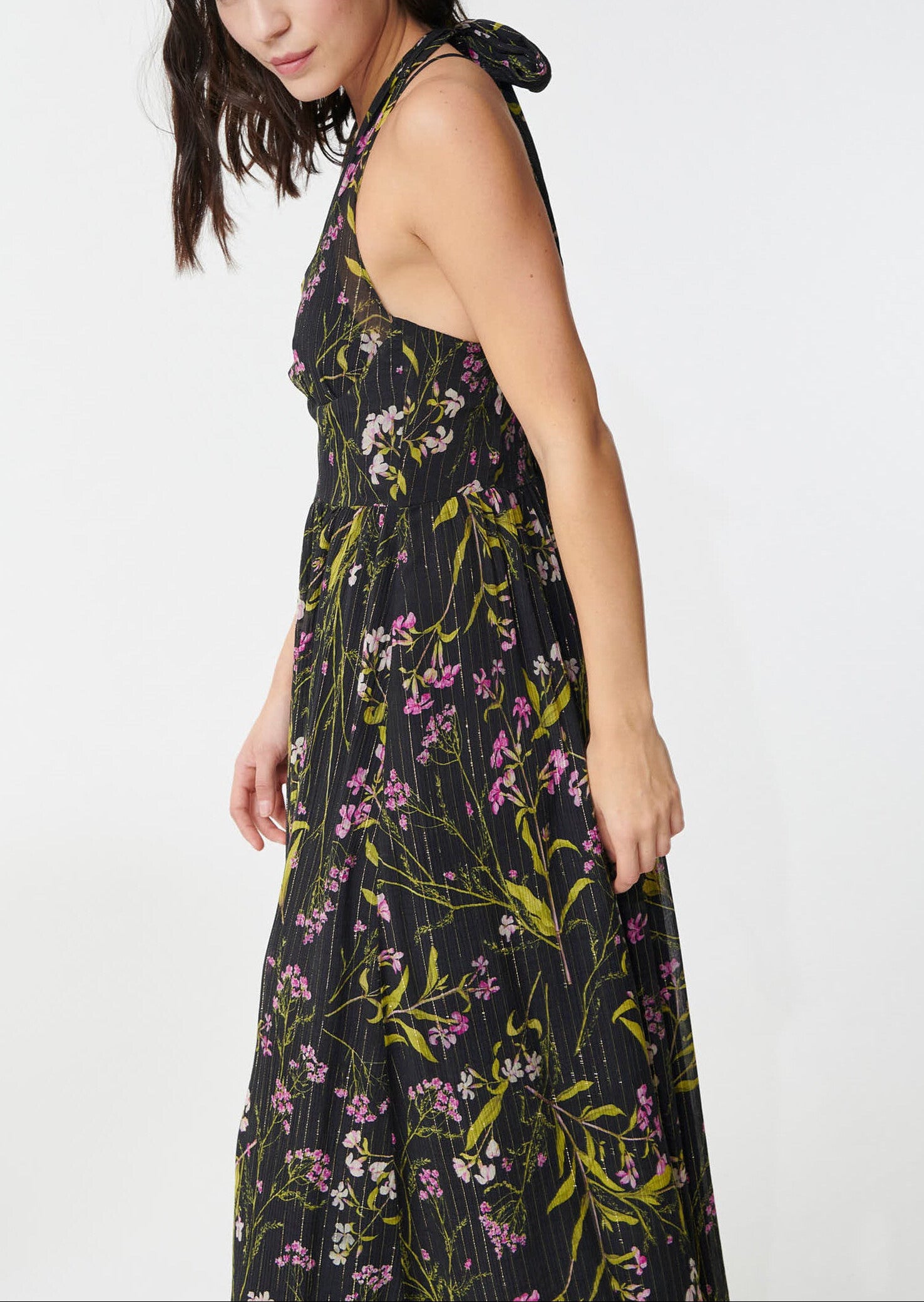 Robe Ragha noire imprimé fleuri en lurex Faume - seconde main